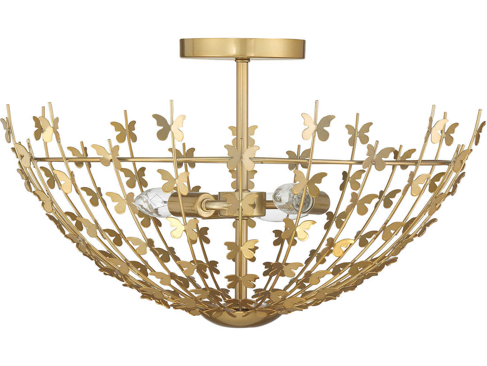 Savoy House Birch 3-Light Burnished Brass Bowl Semi Flush Mount