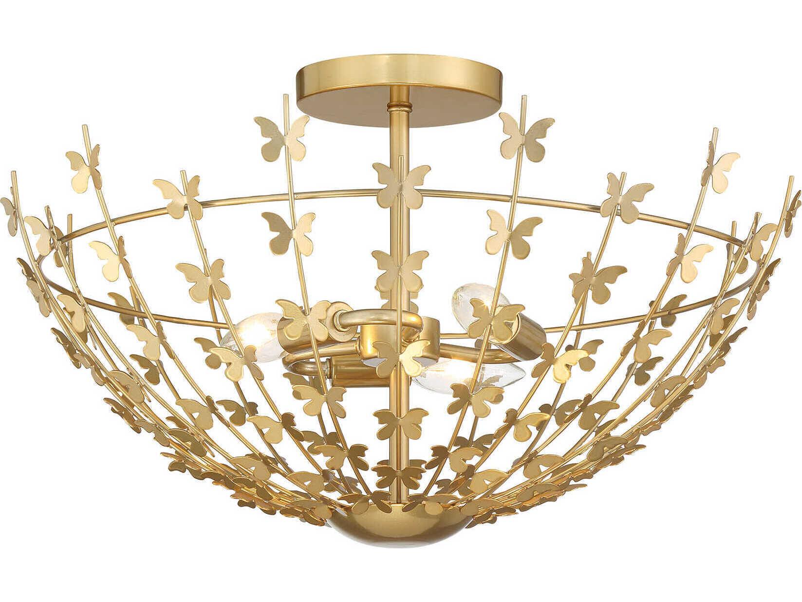Savoy House Birch 3-Light Burnished Brass Bowl Semi Flush Mount