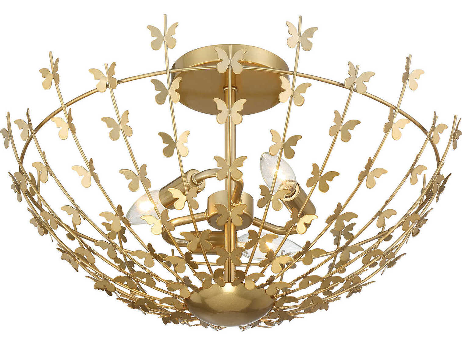 Savoy House Birch 3-Light Burnished Brass Bowl Semi Flush Mount