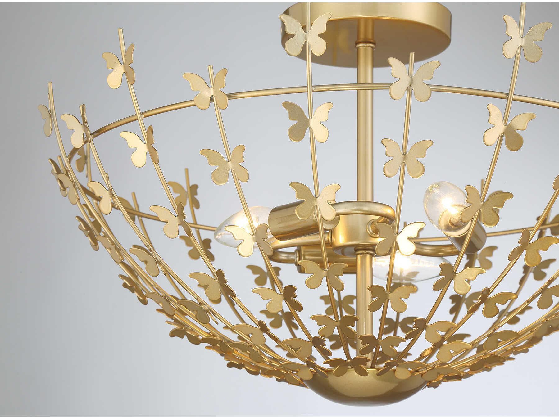 Savoy House Birch 3-Light Burnished Brass Bowl Semi Flush Mount