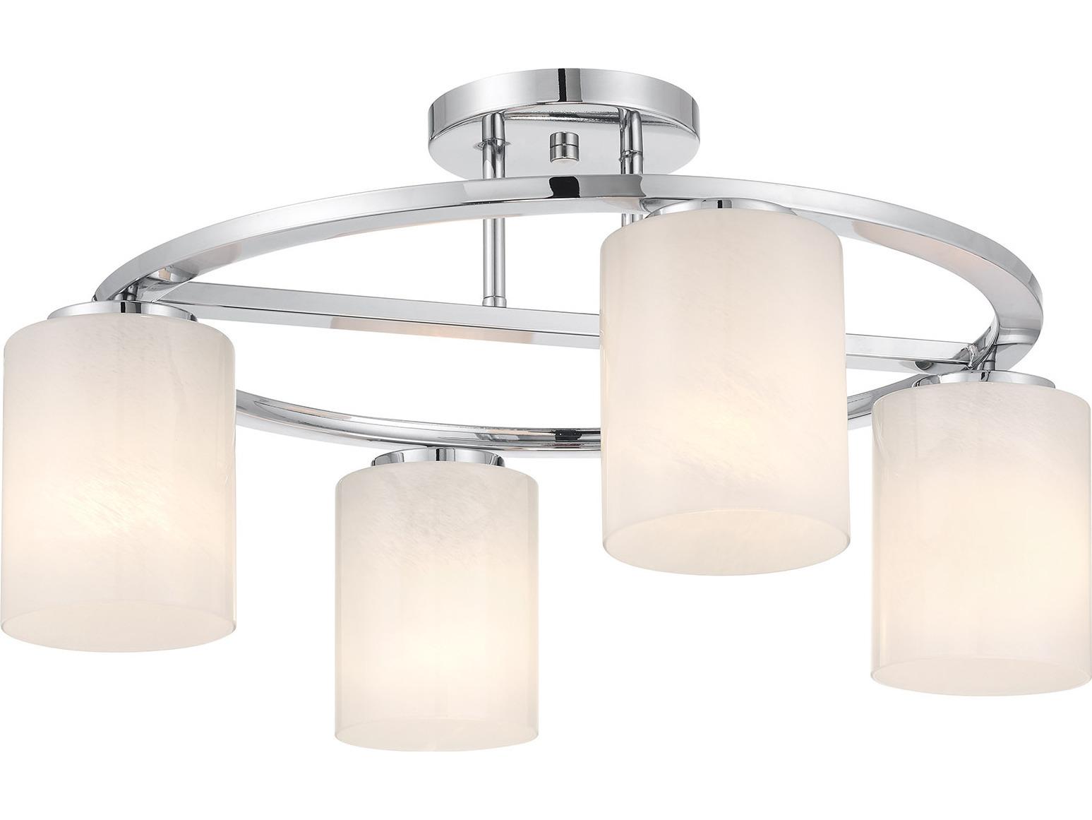 Savoy House Herron 4-Light Chrome Cylinder Semi Flush Mount