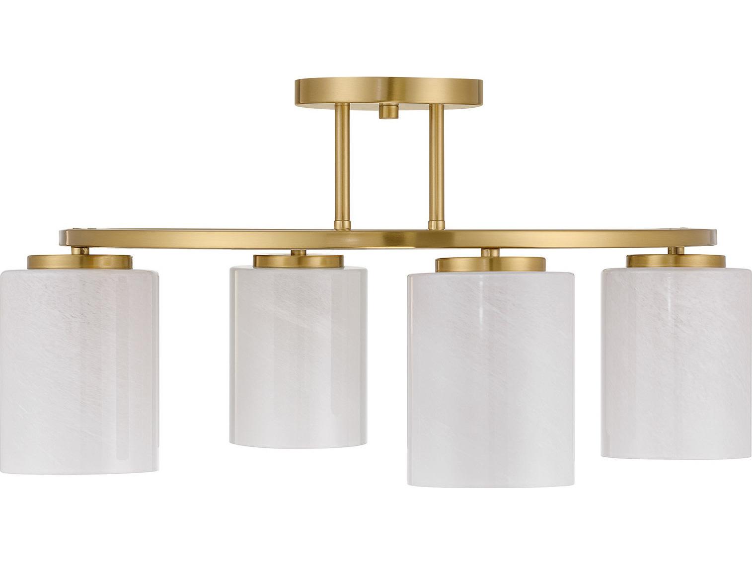 Savoy House Herron 4-Light Warm Brass Cylinder Semi Flush Mount