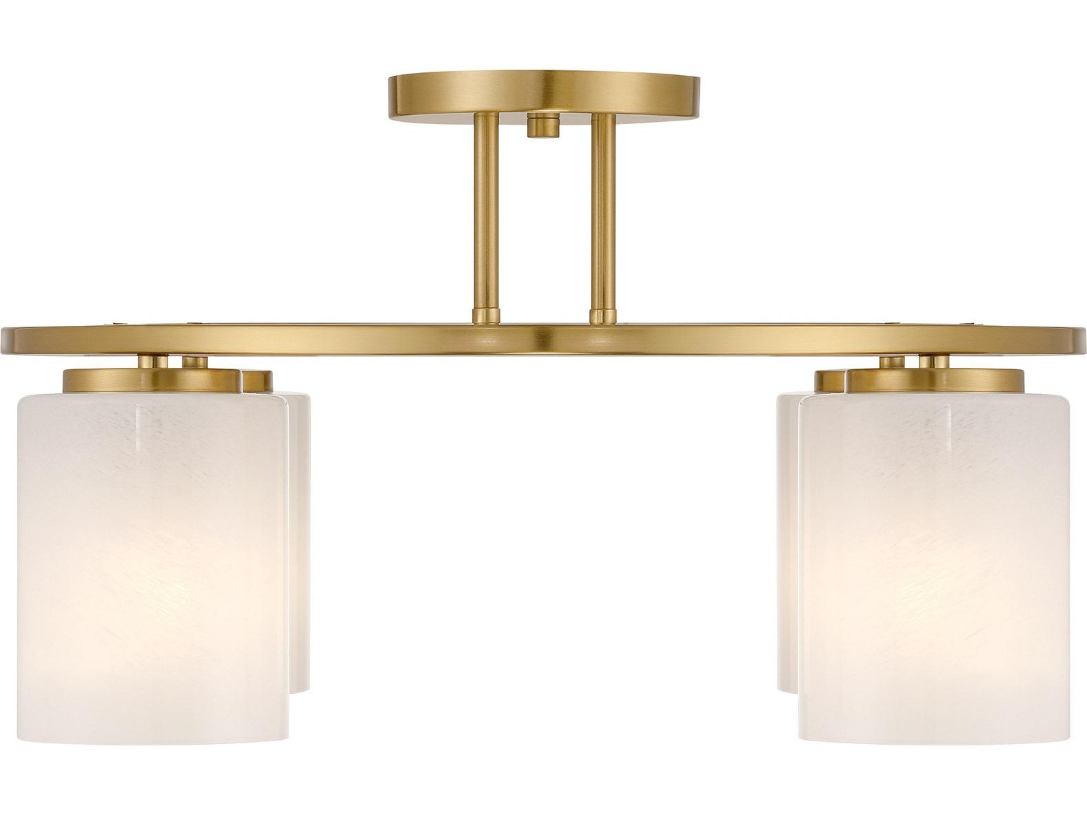 Savoy House Herron 4-Light Warm Brass Cylinder Semi Flush Mount