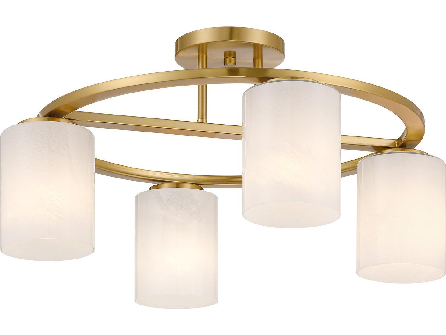 Savoy House Herron 4-Light Warm Brass Cylinder Semi Flush Mount