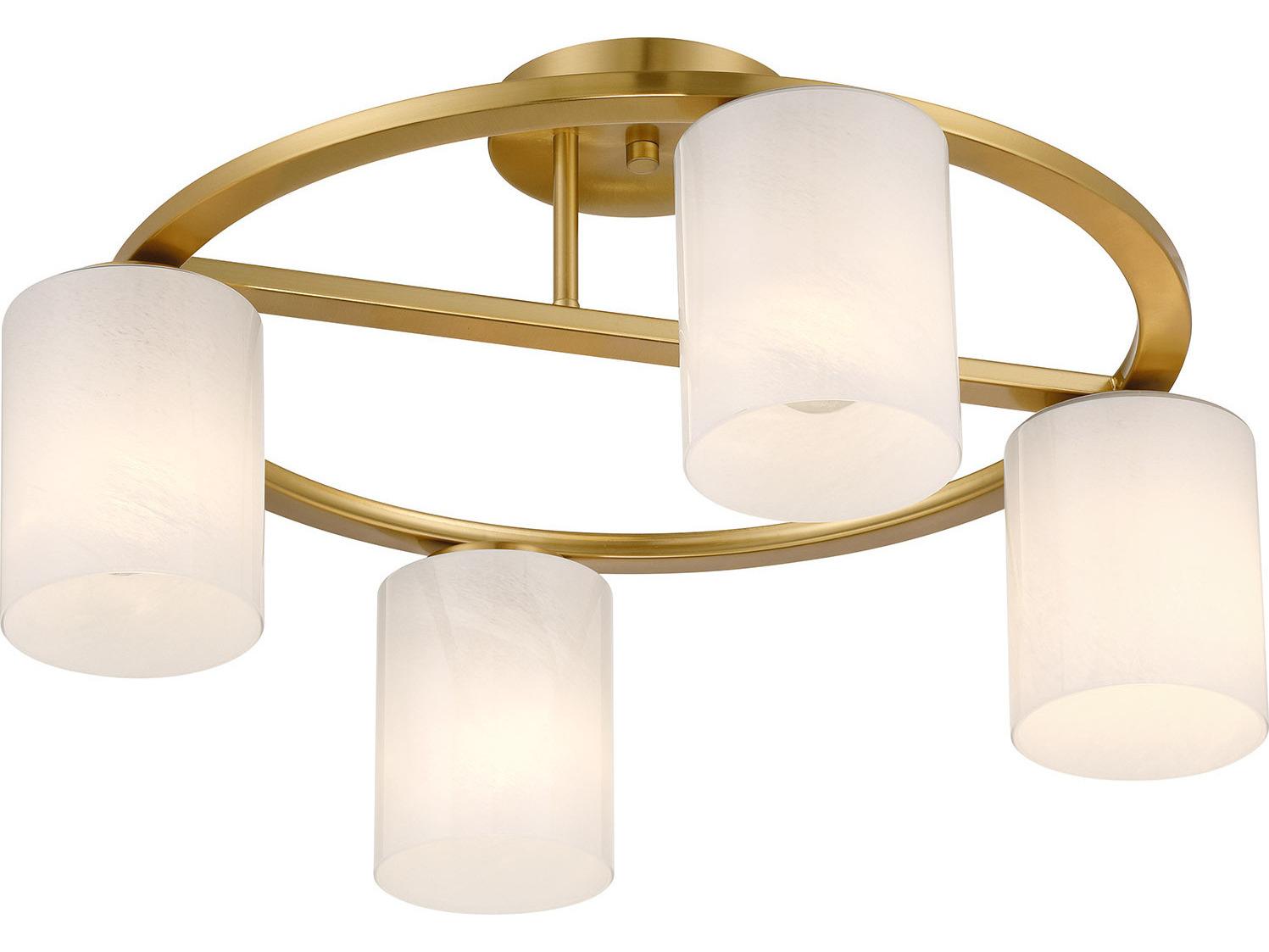 Savoy House Herron 4-Light Warm Brass Cylinder Semi Flush Mount
