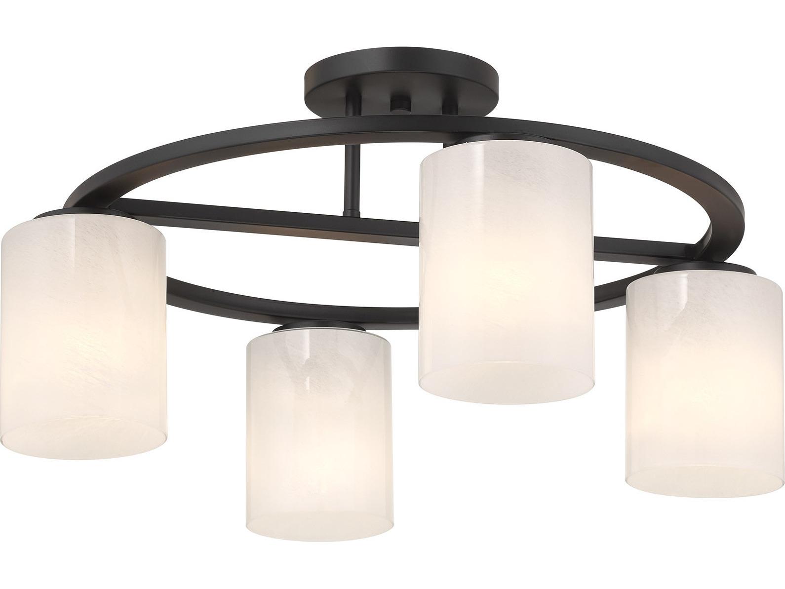 Savoy House Herron 4-Light Matte Black Cylinder Semi Flush Mount