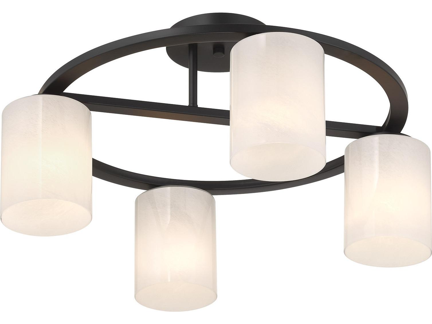 Savoy House Herron 4-Light Matte Black Cylinder Semi Flush Mount