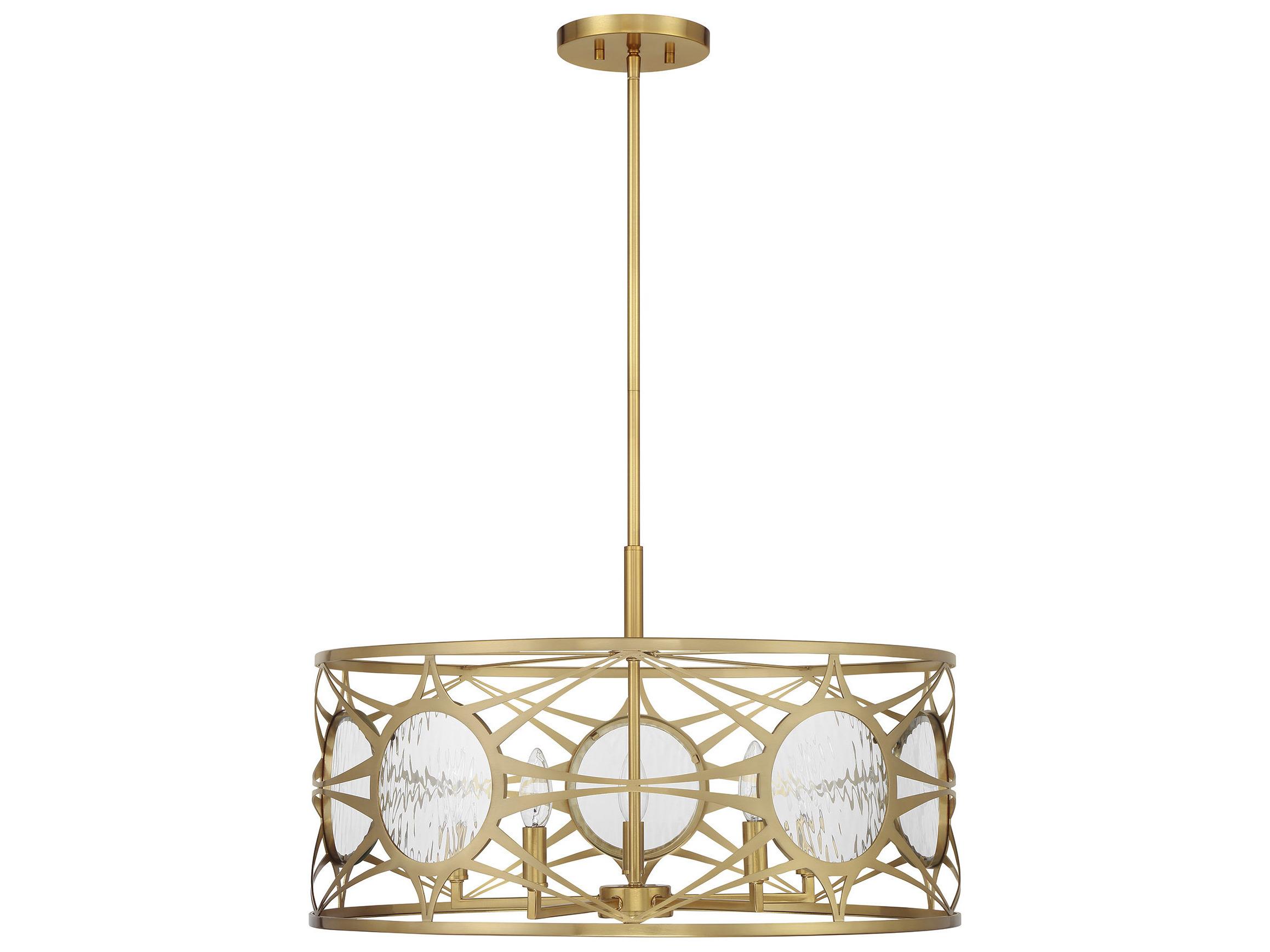 Savoy House Balfour 5-Light Warm Brass Drum Geometric Pendant