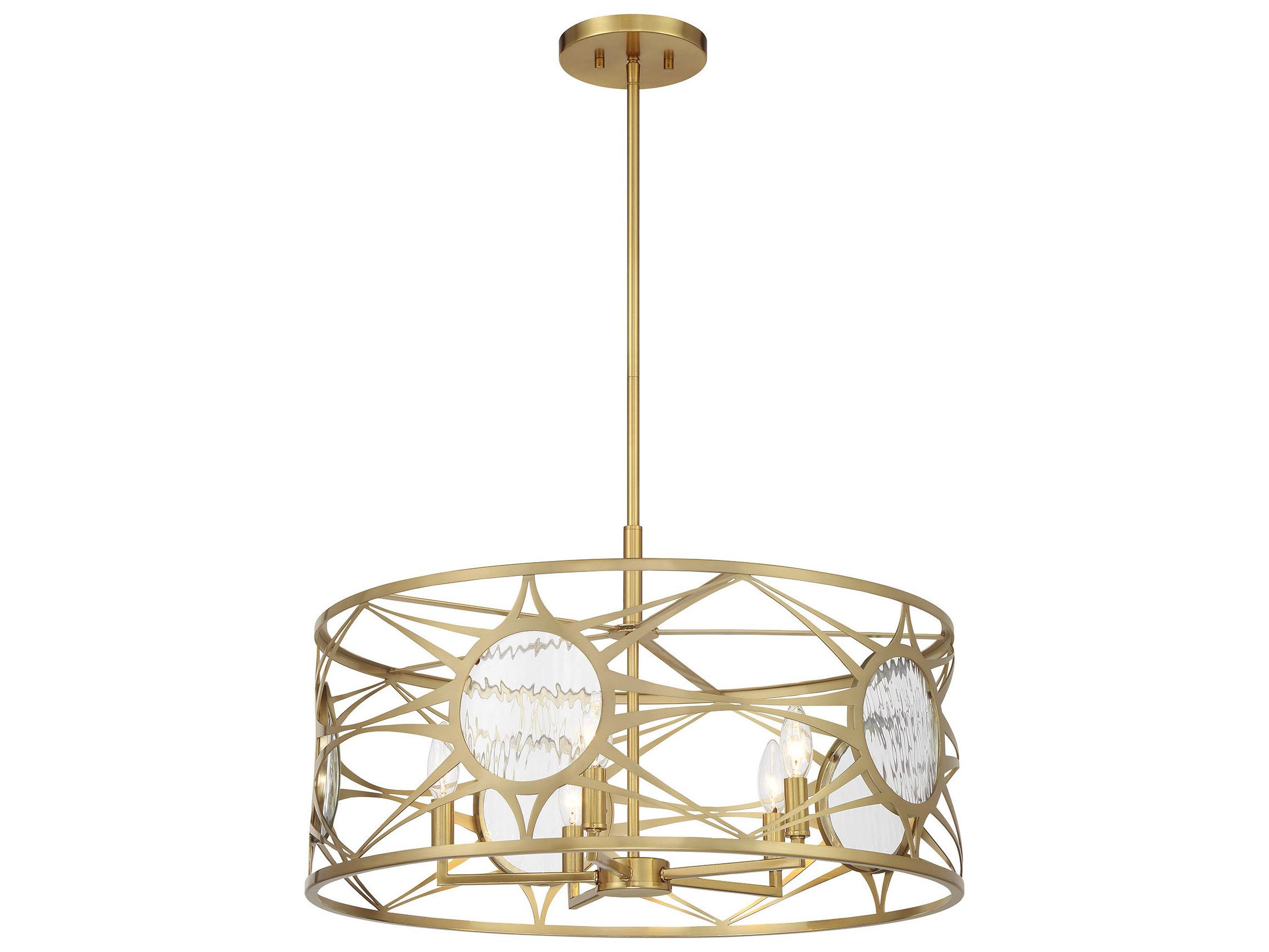 Savoy House Balfour 5-Light Warm Brass Drum Geometric Pendant