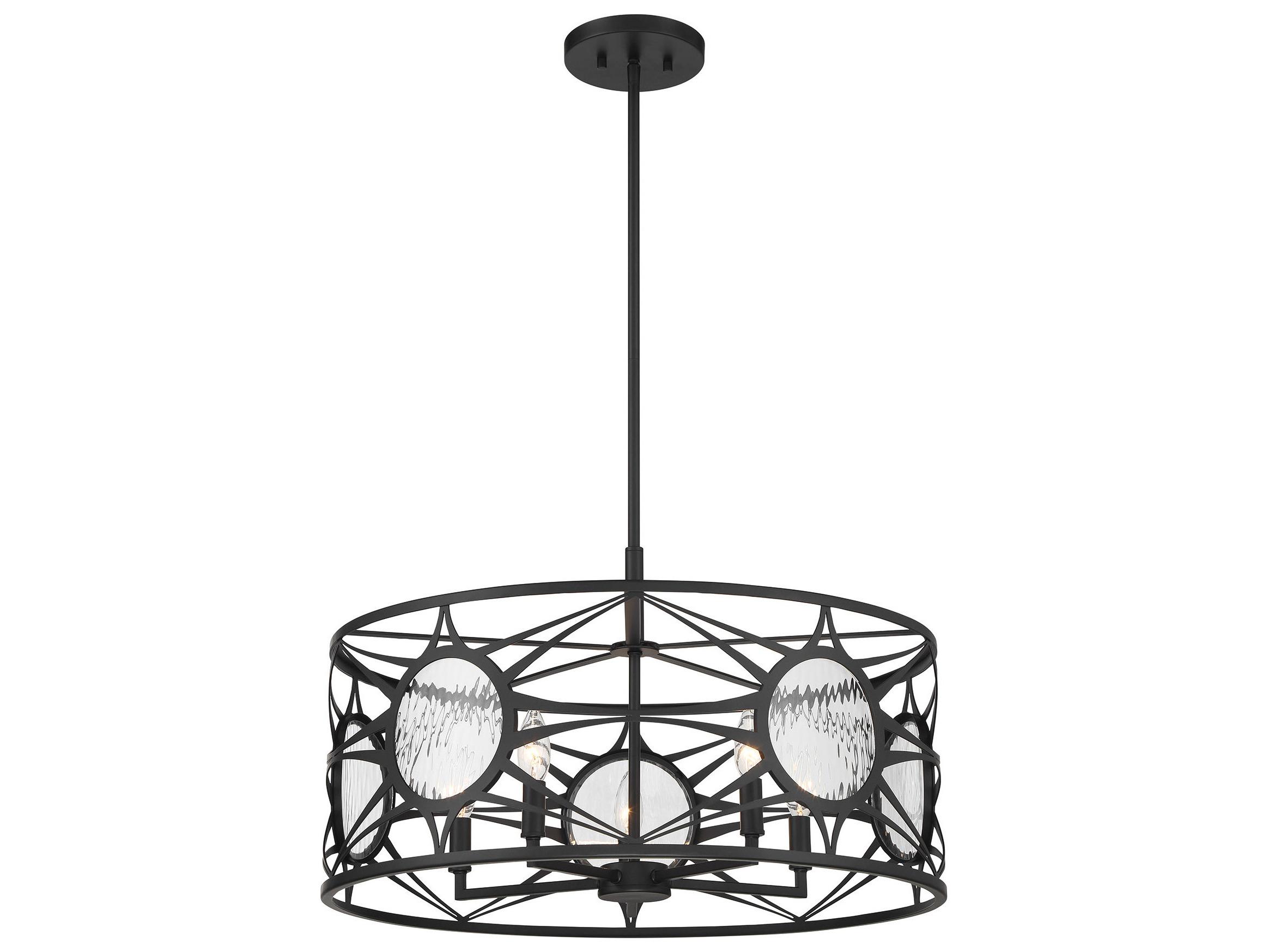 Savoy House Balfour 5-Light Matte Black Drum Geometric Pendant