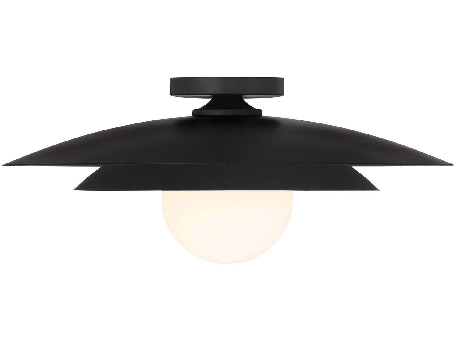 Savoy House Sherrer 1-Light Matte Black Dome Semi Flush Mount