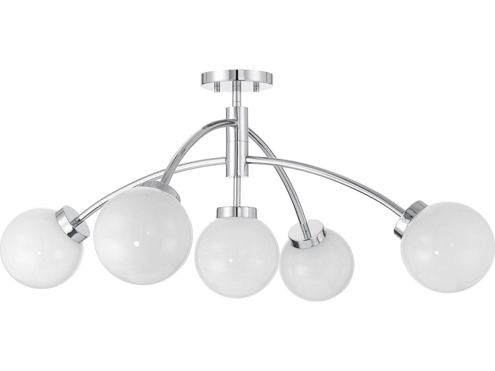 Savoy House Redfield 5-Light Chrome Globe Semi Flush Mount