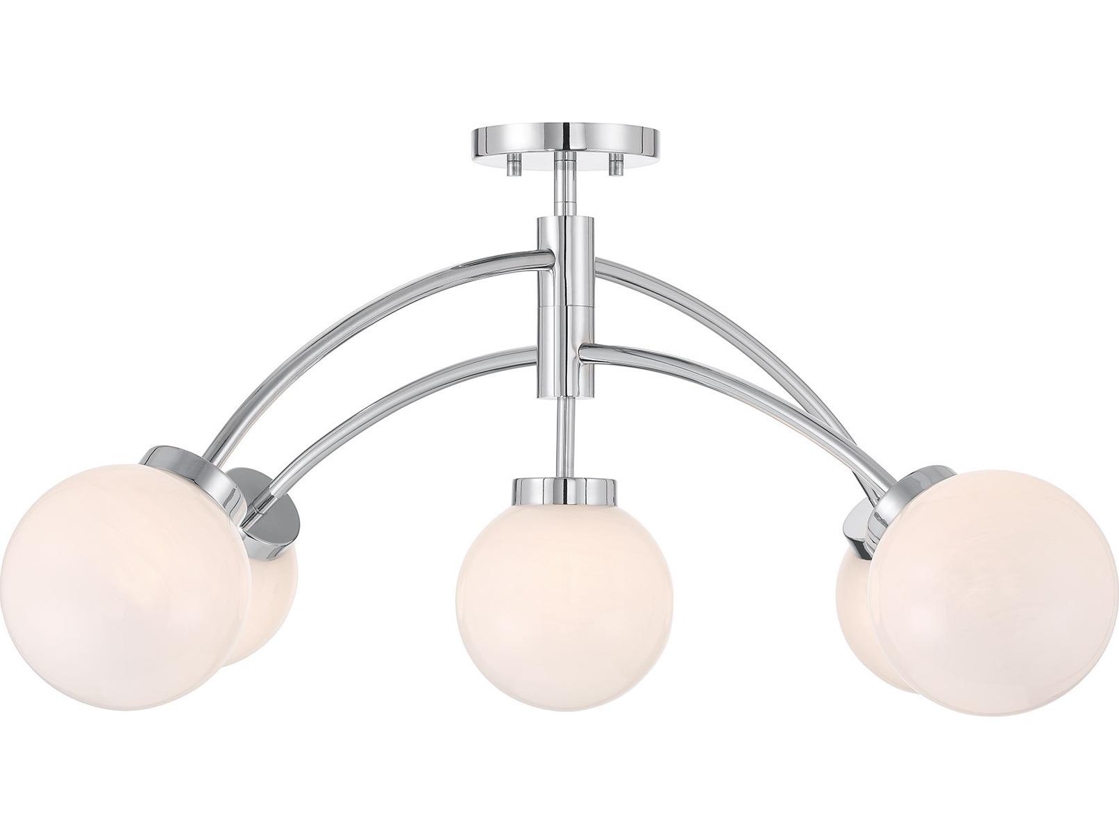 Savoy House Redfield 5-Light Chrome Globe Semi Flush Mount