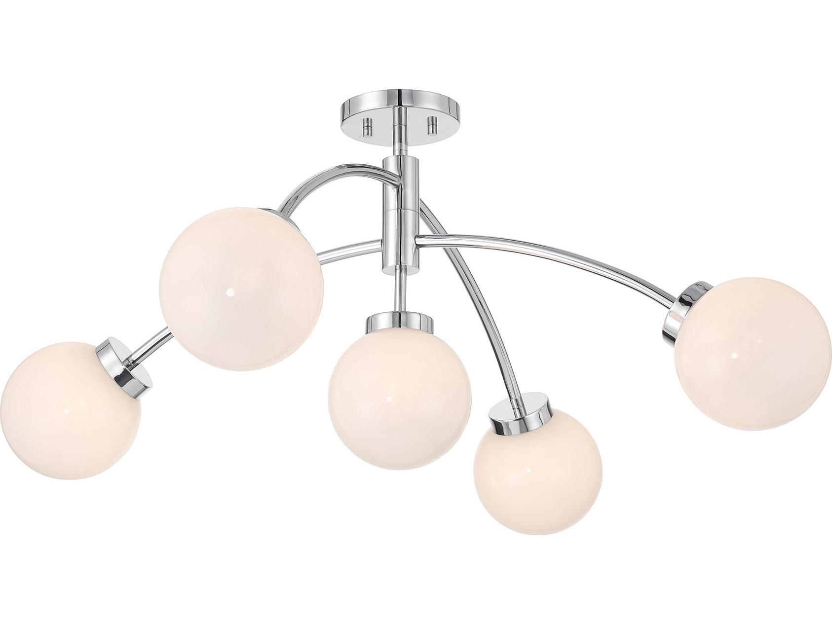 Savoy House Redfield 5-Light Chrome Globe Semi Flush Mount