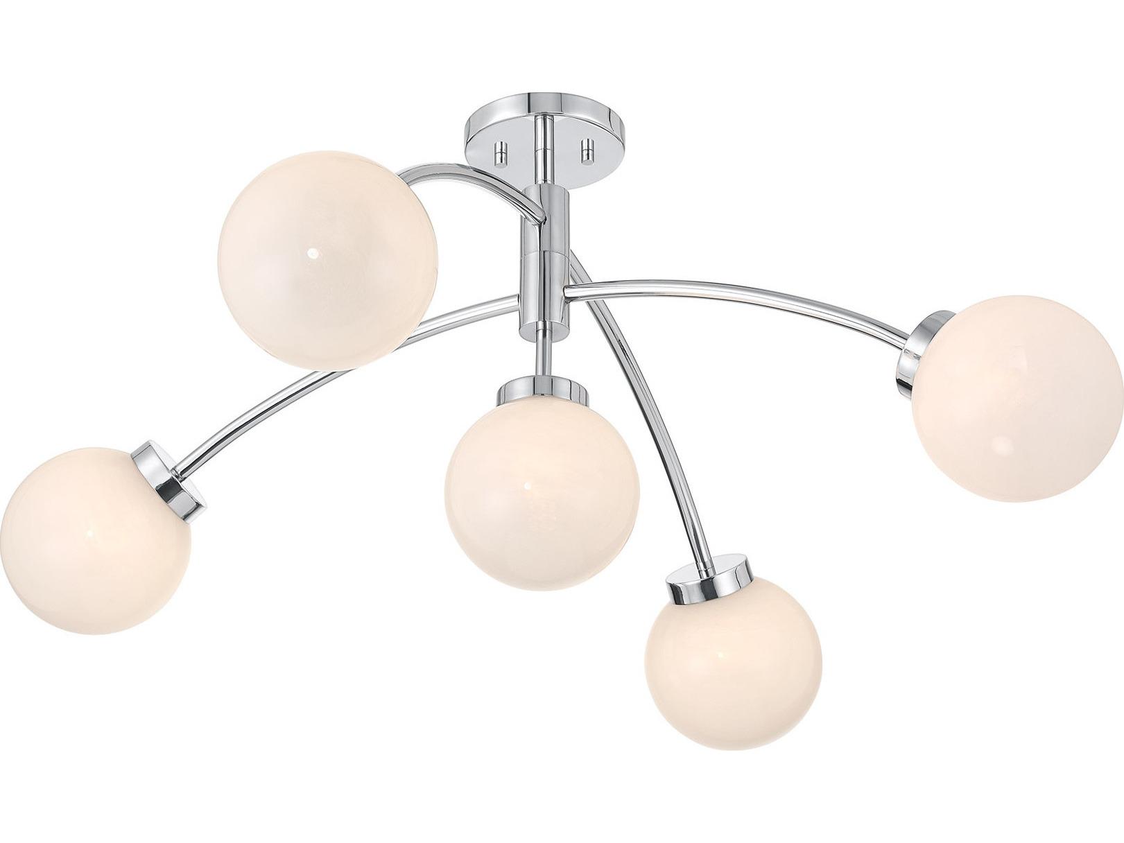 Savoy House Redfield 5-Light Chrome Globe Semi Flush Mount