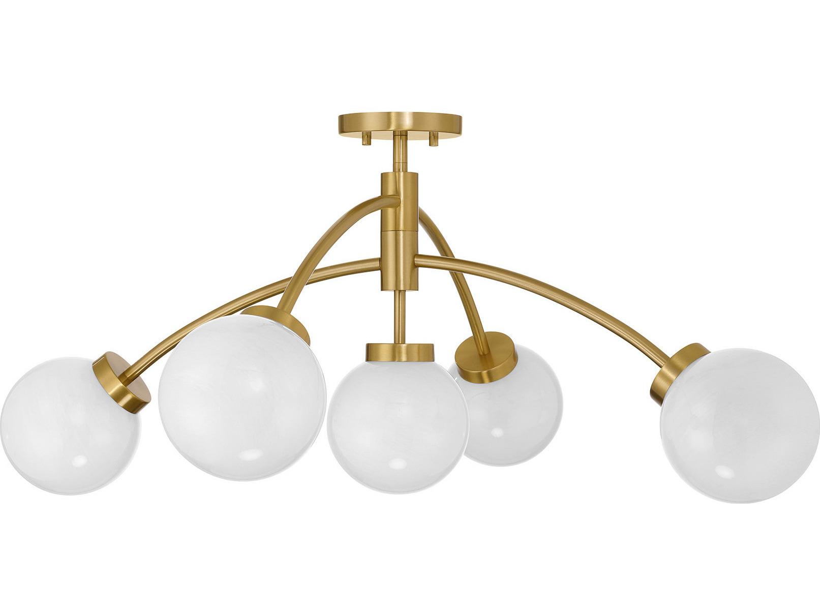 Savoy House Redfield 5-Light Warm Brass Globe Semi Flush Mount