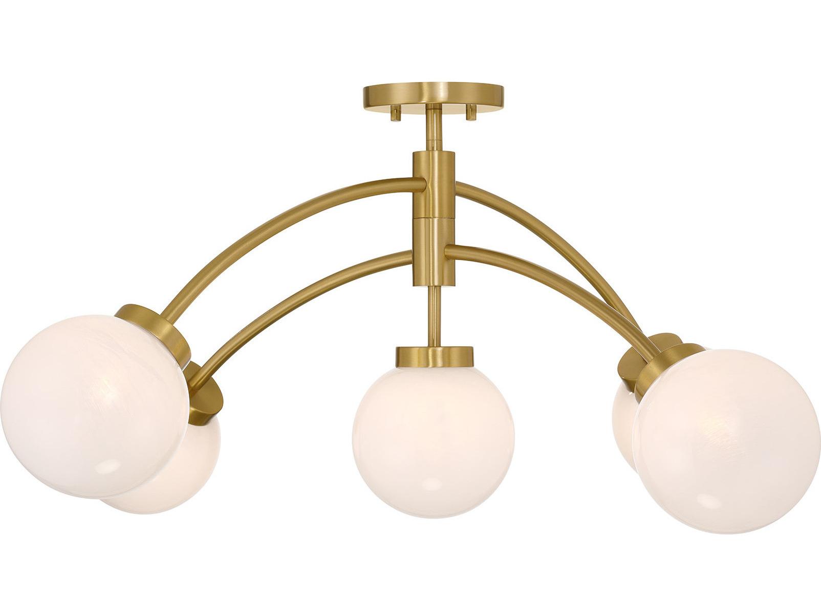 Savoy House Redfield 5-Light Warm Brass Globe Semi Flush Mount