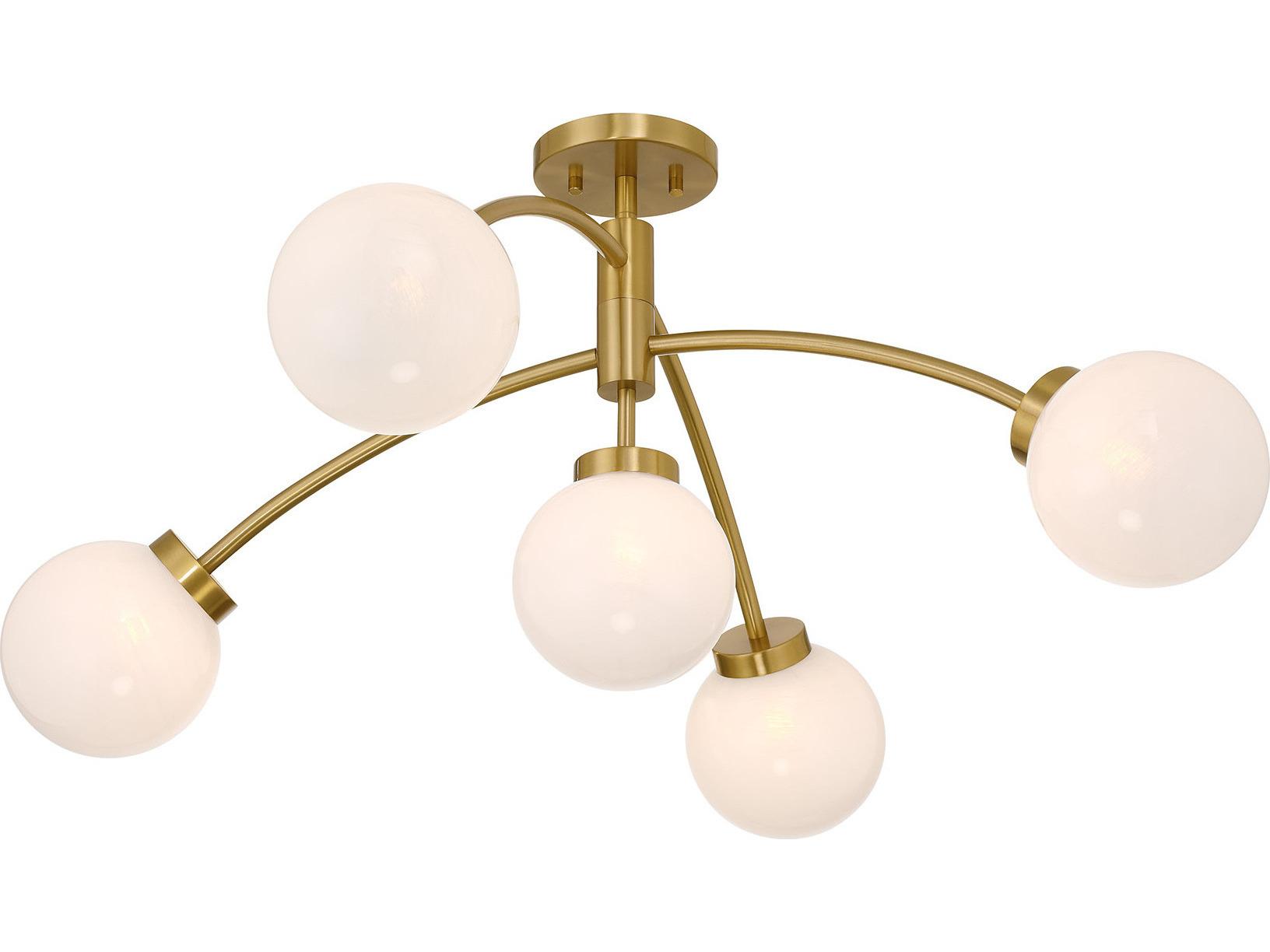Savoy House Redfield 5-Light Warm Brass Globe Semi Flush Mount