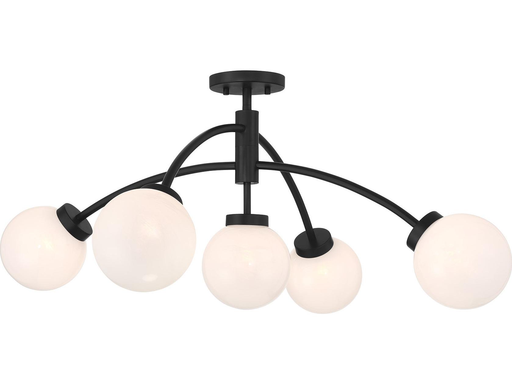 Savoy House Redfield 5-Light Matte Black Globe Semi Flush Mount