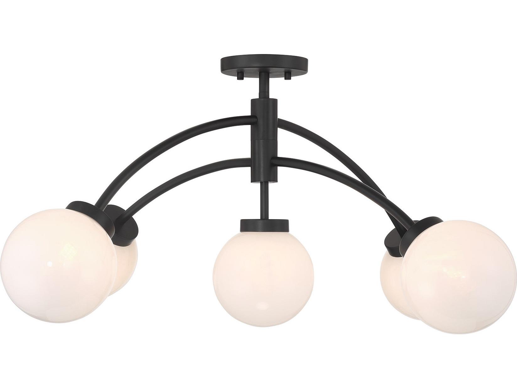 Savoy House Redfield 5-Light Matte Black Globe Semi Flush Mount