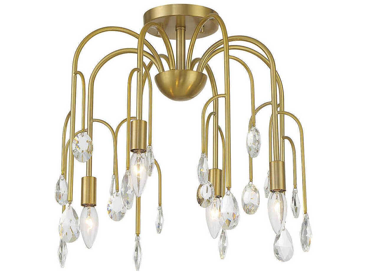 Savoy House Anholt 4-Light Noble Brass Crystal Semi Flush Mount