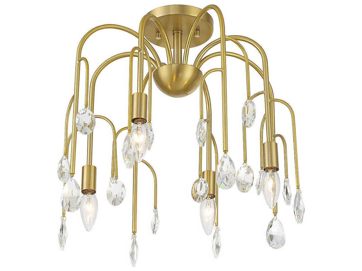 Savoy House Anholt 4-Light Noble Brass Crystal Semi Flush Mount