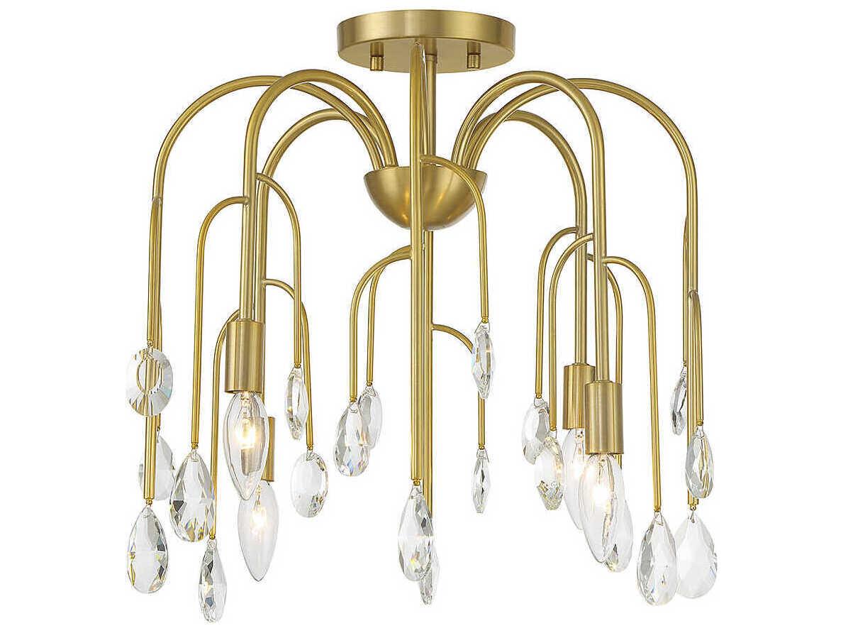 Savoy House Anholt 4-Light Noble Brass Crystal Semi Flush Mount