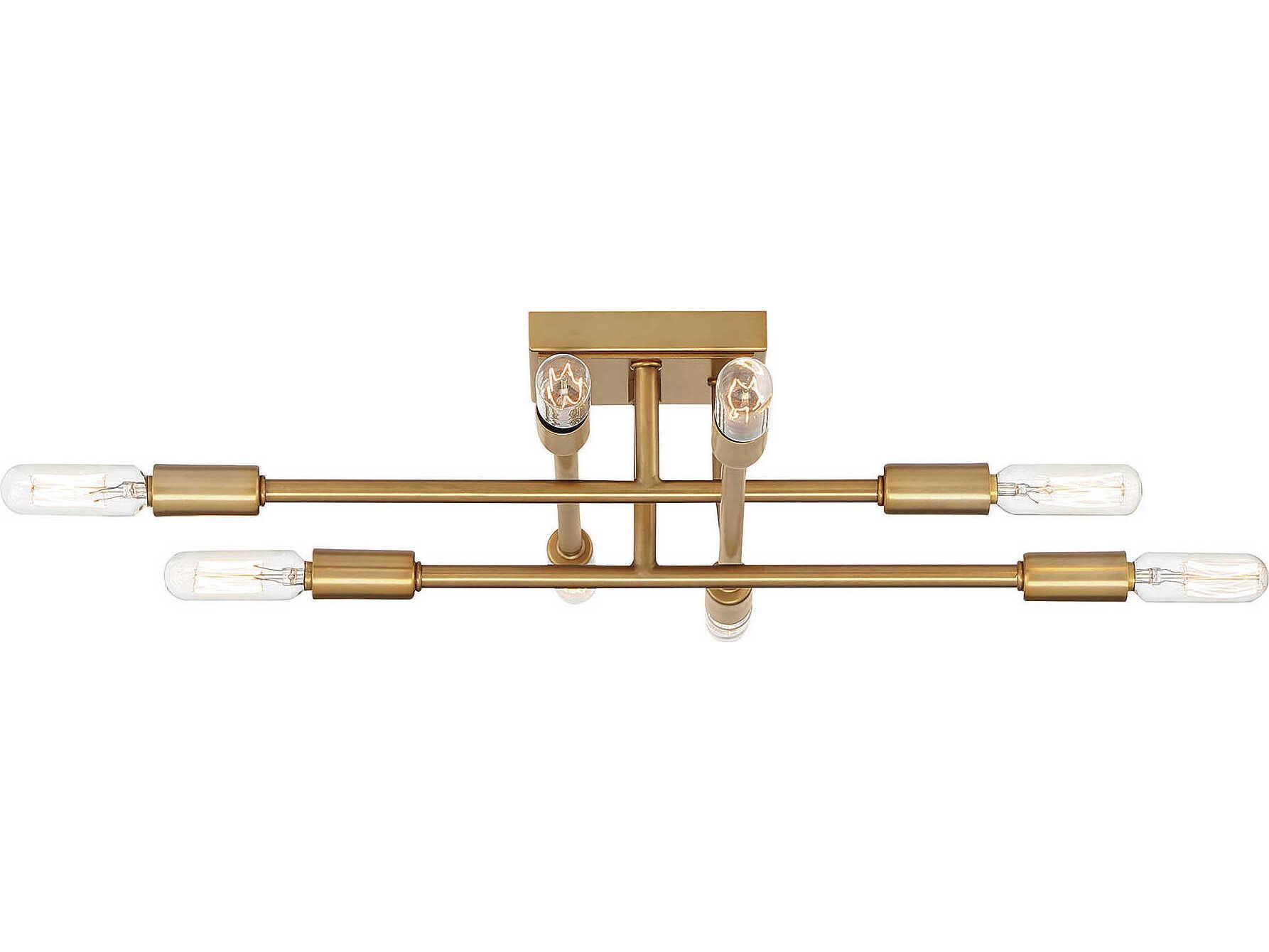 Savoy House Lyrique 8-Light Warm Brass Linear Sputnik Semi Flush Mount