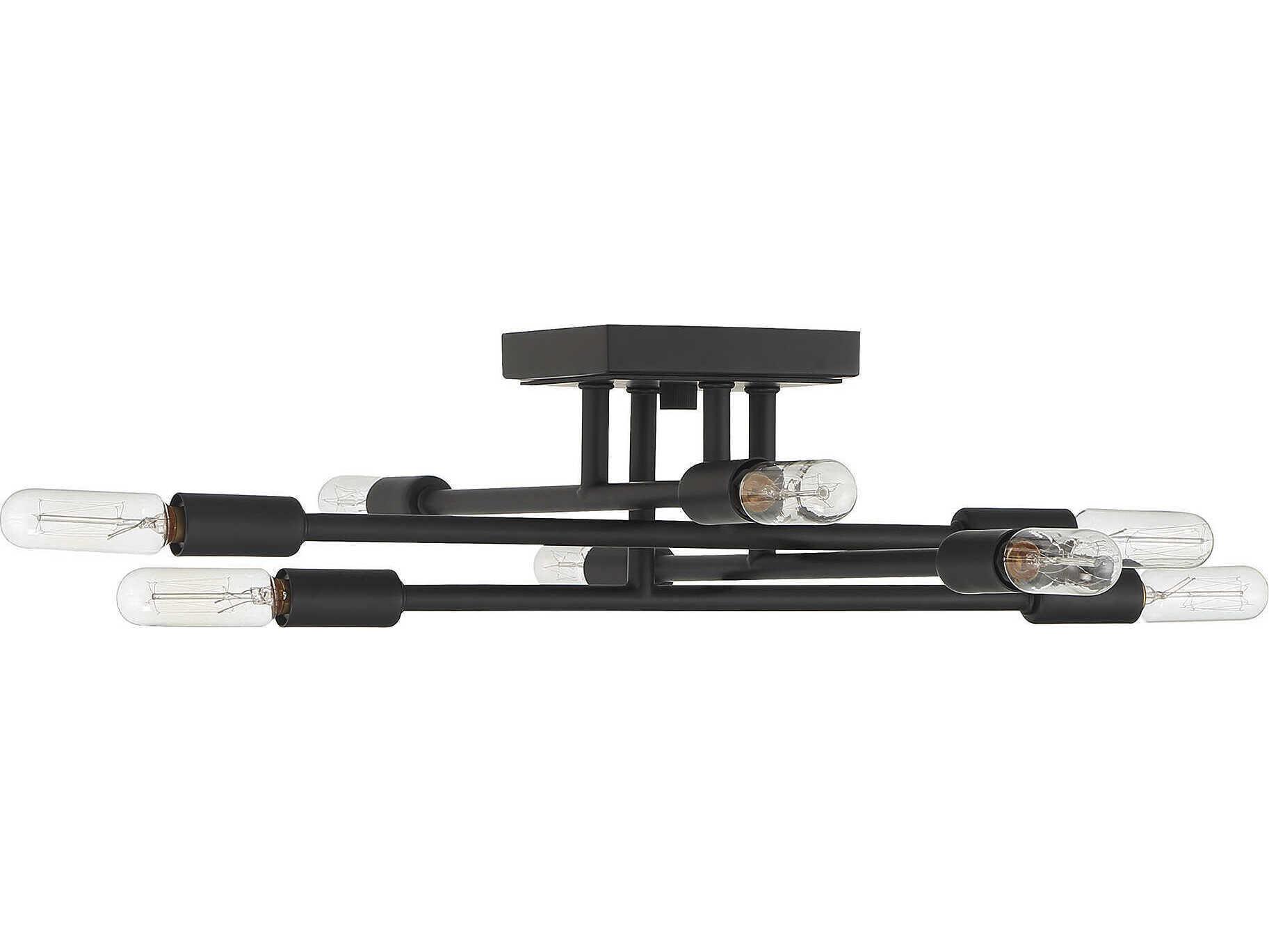 Savoy House Lyrique 8-Light Matte Black Linear Sputnik Semi Flush Mount
