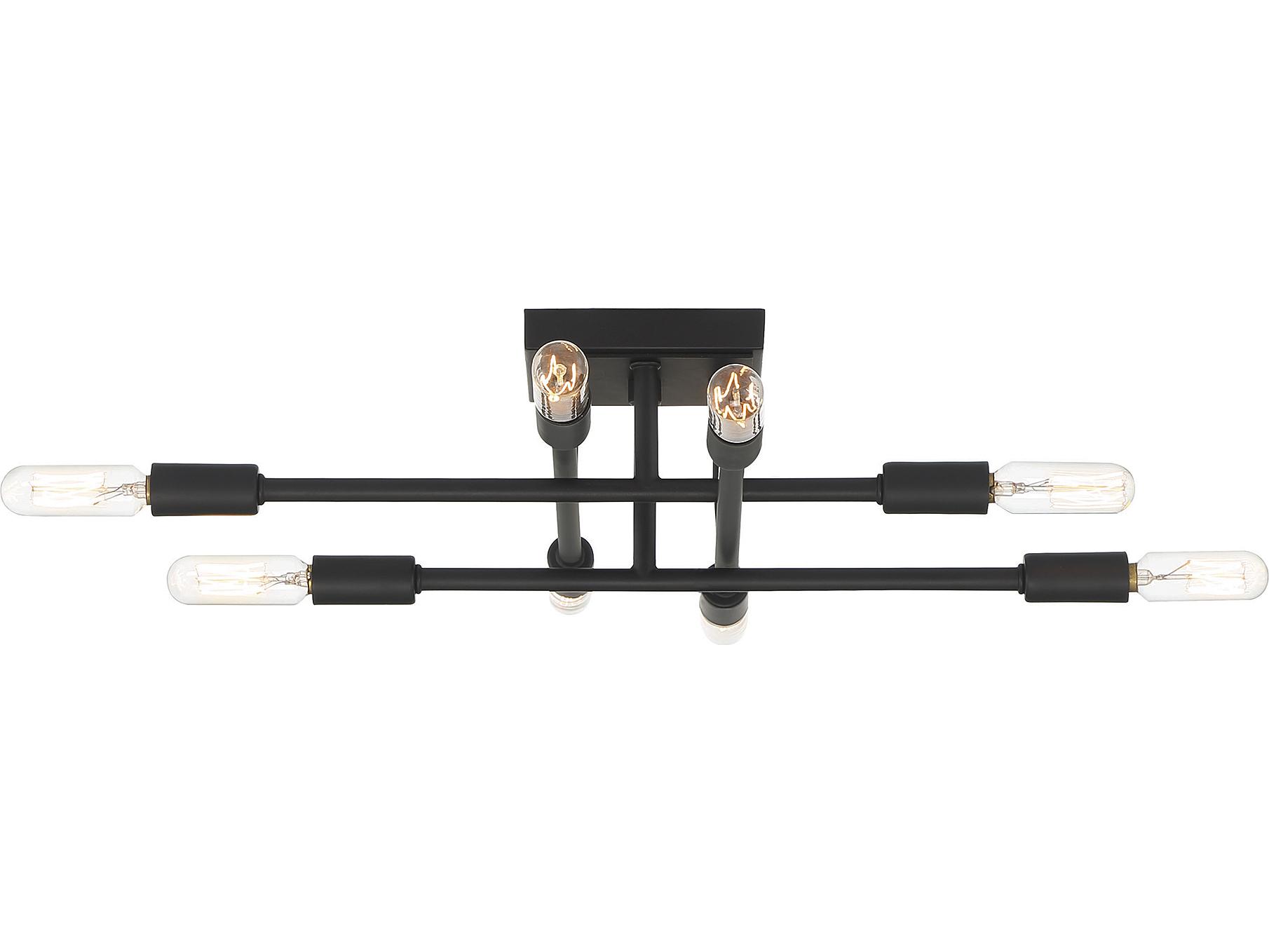 Savoy House Lyrique 8-Light Matte Black Linear Sputnik Semi Flush Mount