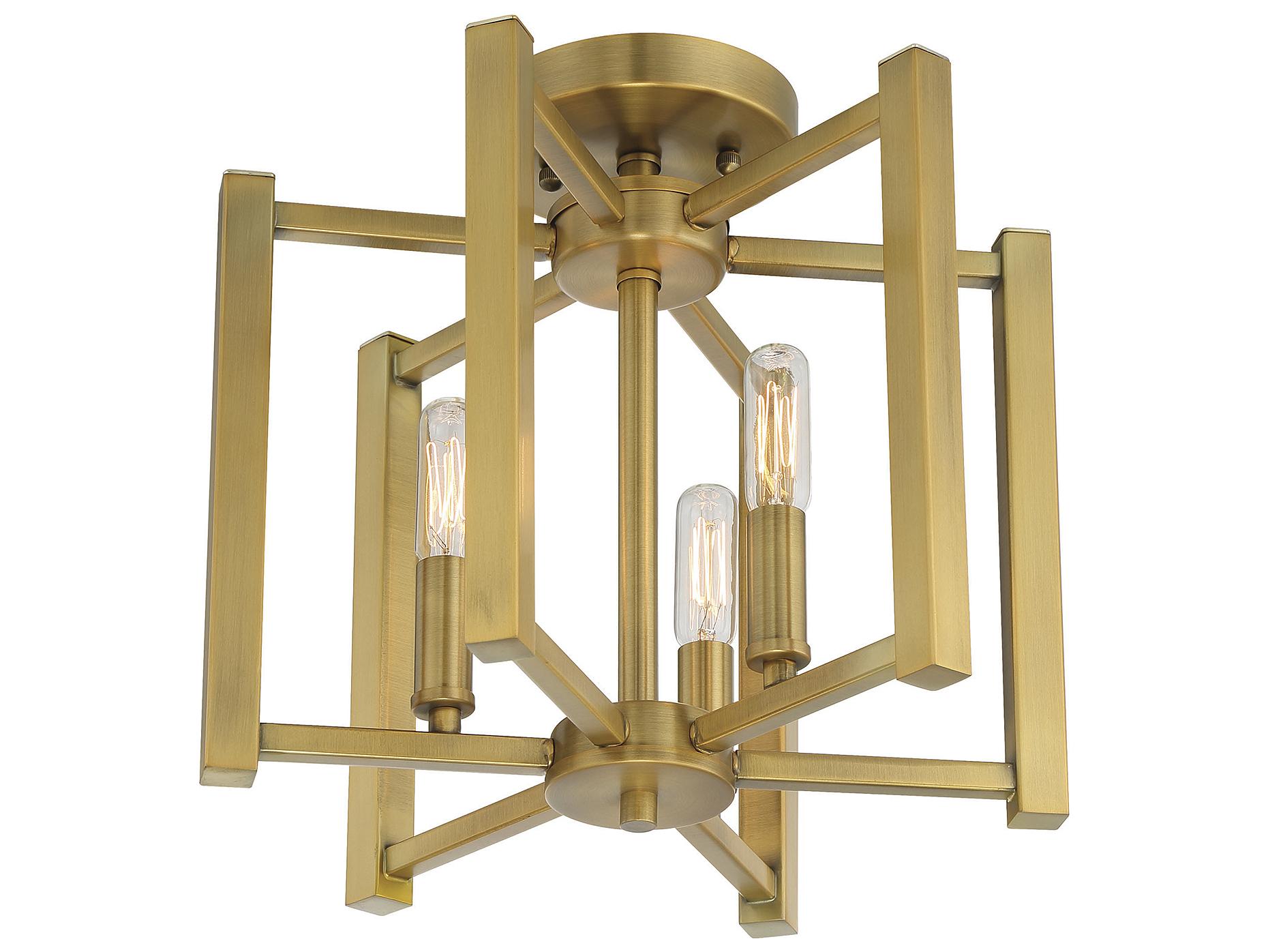 Savoy House Benson 3-Light Warm Brass Semi Flush Mount