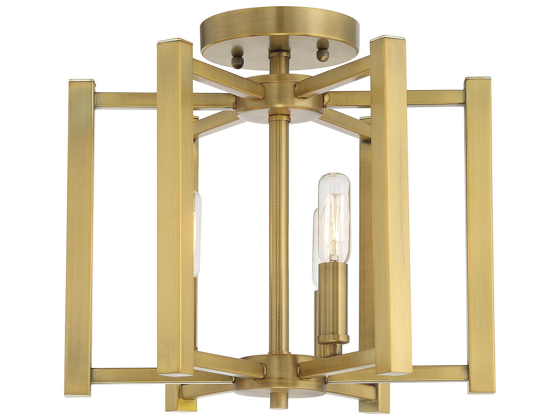 Savoy House Benson 3-Light Warm Brass Semi Flush Mount