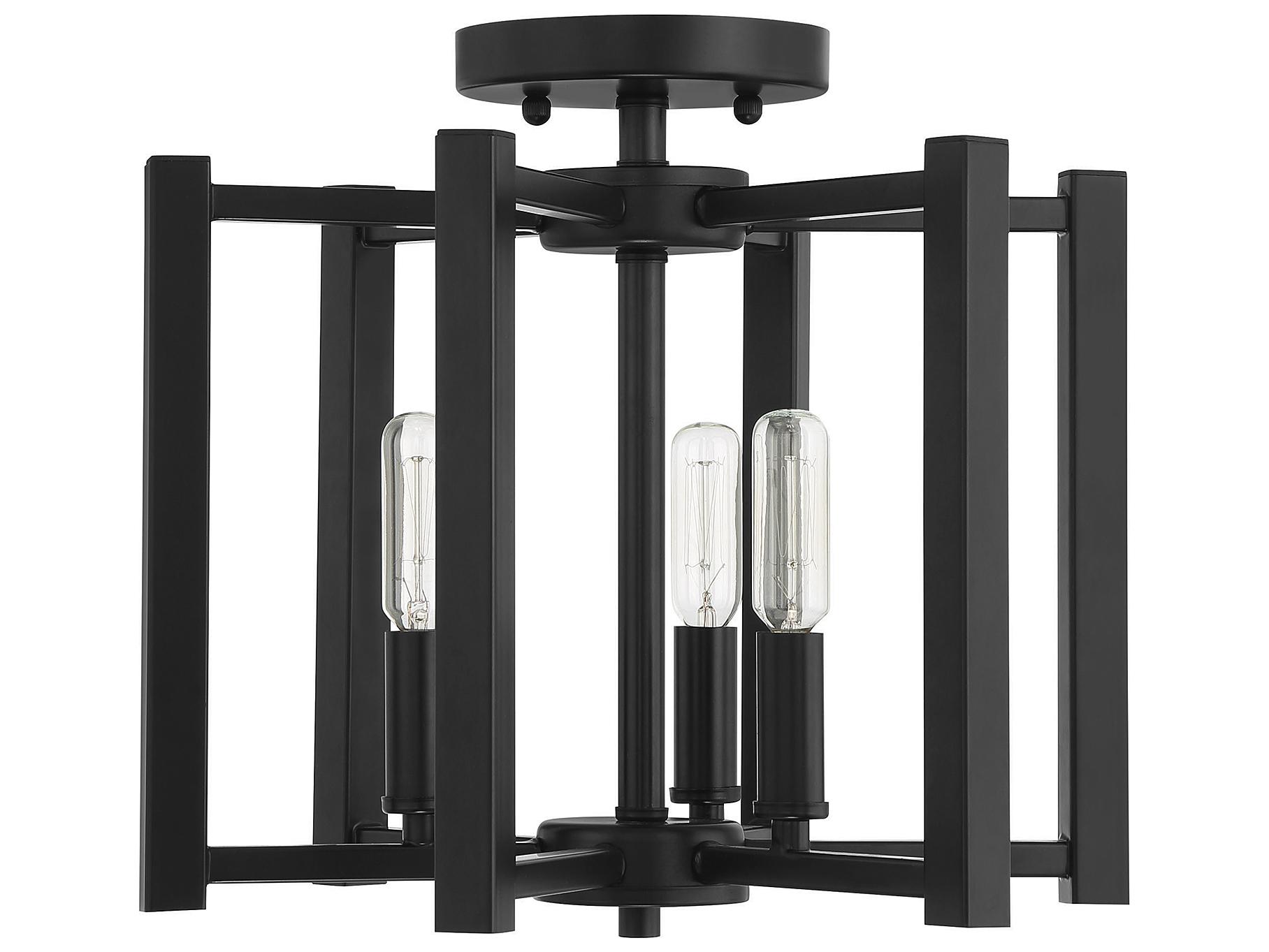 Savoy House Benson 3-Light Matte Black Semi Flush Mount