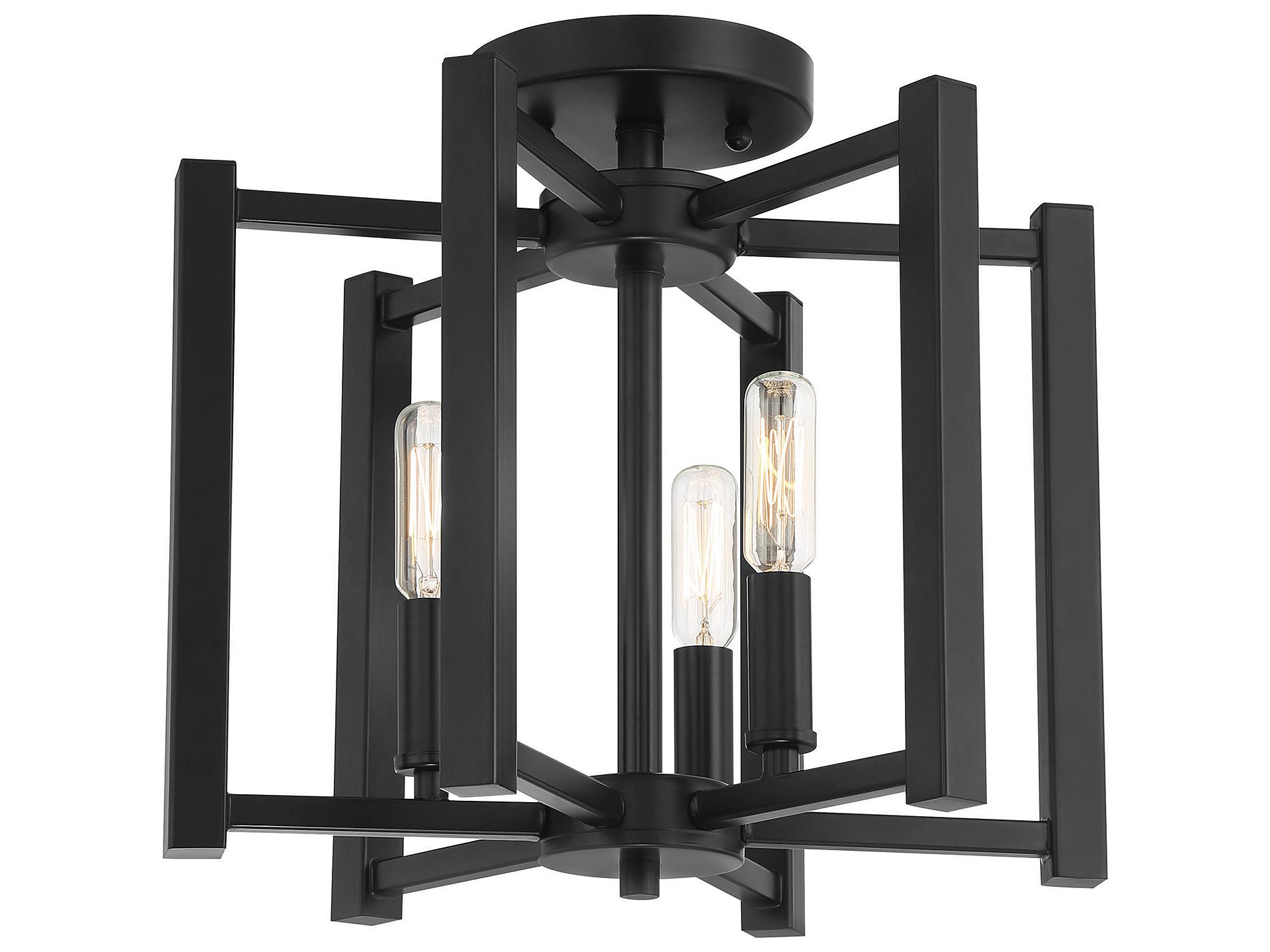 Savoy House Benson 3-Light Matte Black Semi Flush Mount