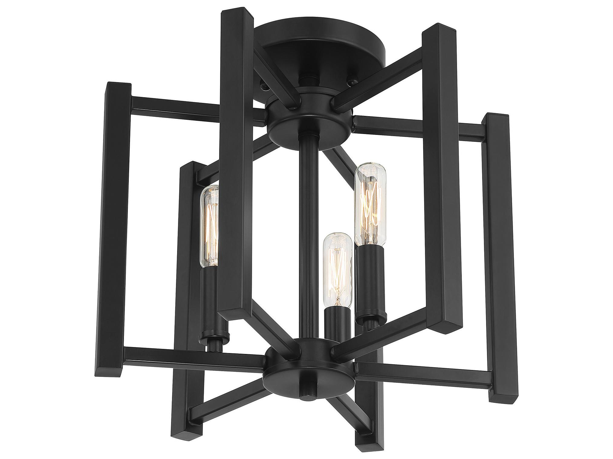 Savoy House Benson 3-Light Matte Black Semi Flush Mount