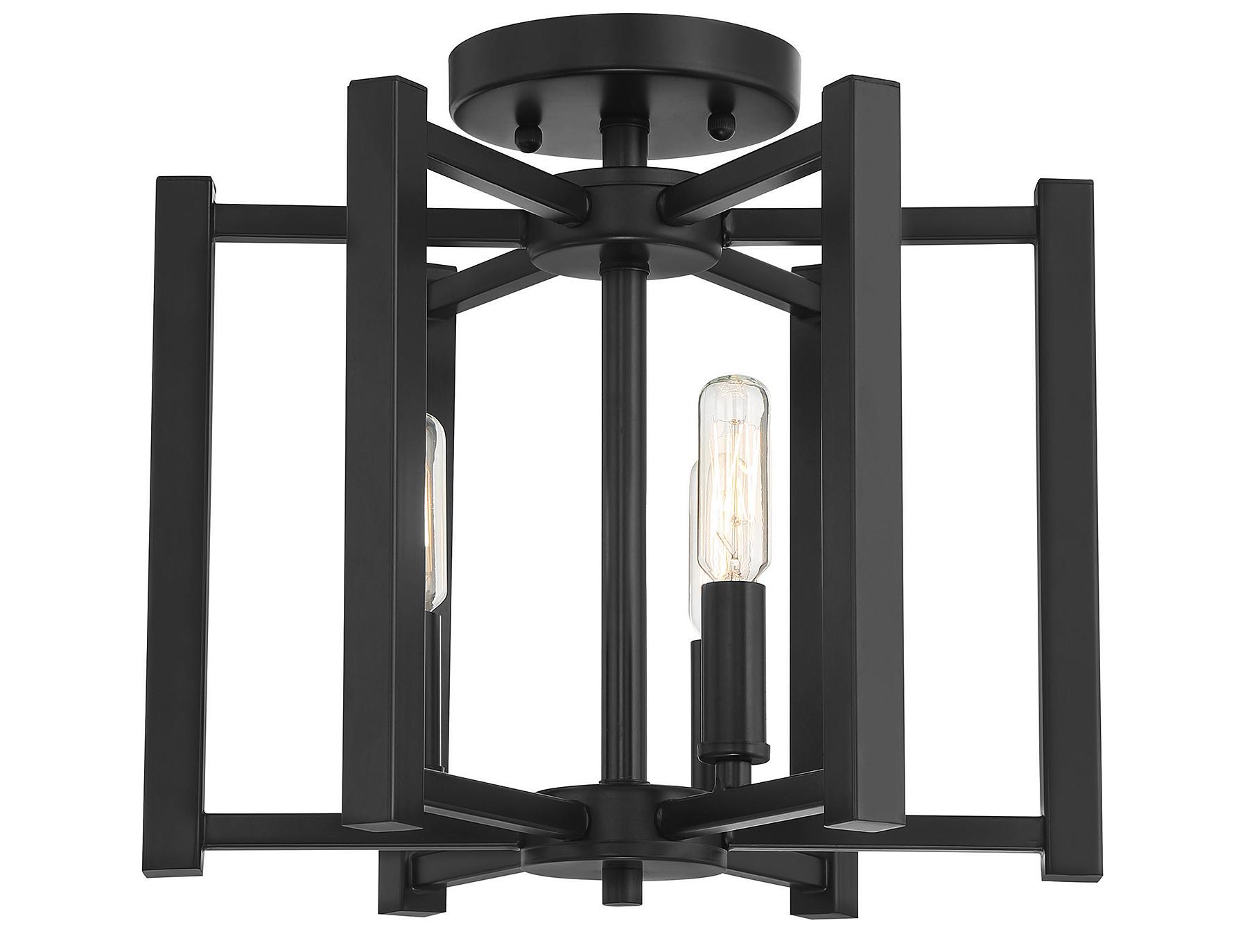 Savoy House Benson 3-Light Matte Black Semi Flush Mount