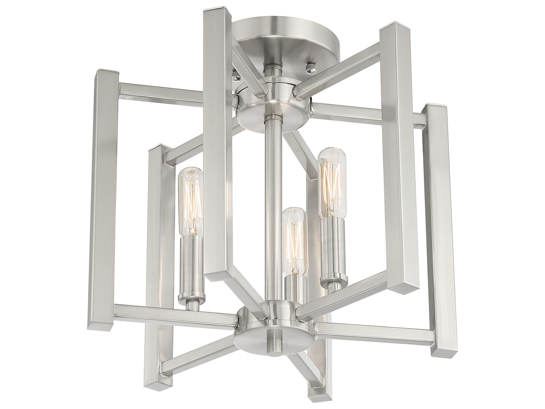 Savoy House Benson 3-Light Satin Nickel Semi Flush Mount