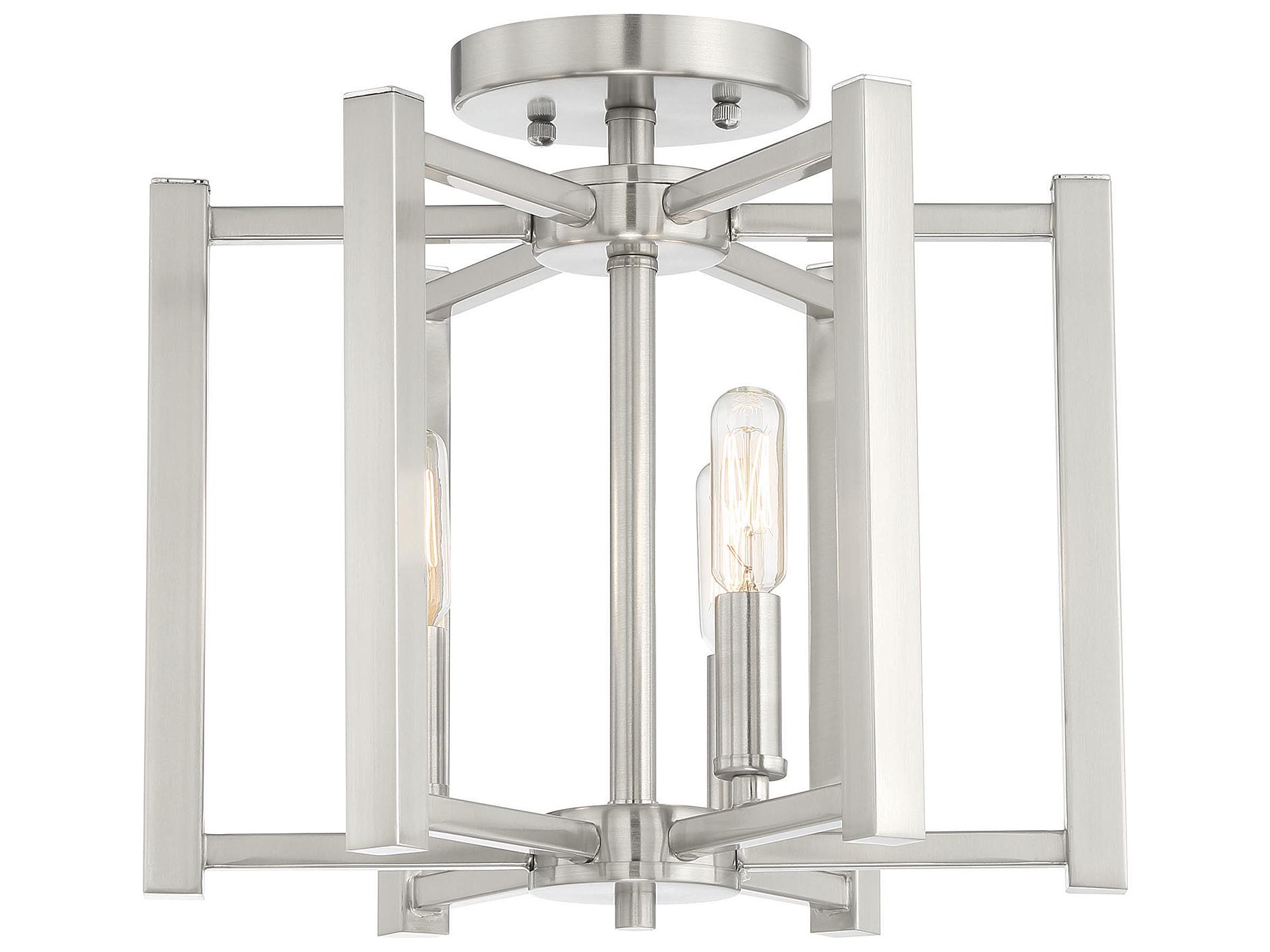 Savoy House Benson 3-Light Satin Nickel Semi Flush Mount