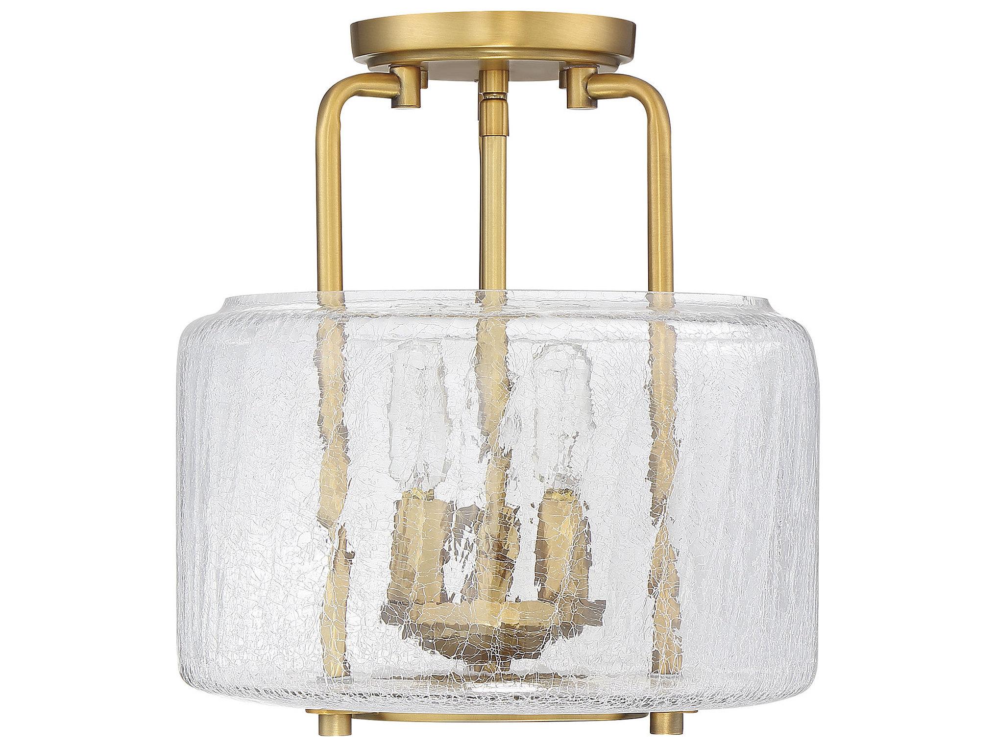 Savoy House Avalon 3-Light Warm Brass Glass Semi Flush Mount