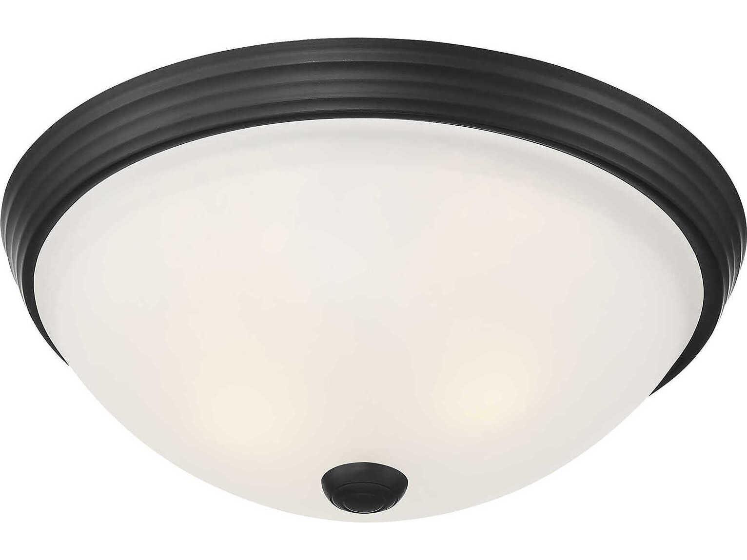 Savoy House 2-Light Matte Black Glass Bowl Flush Mount