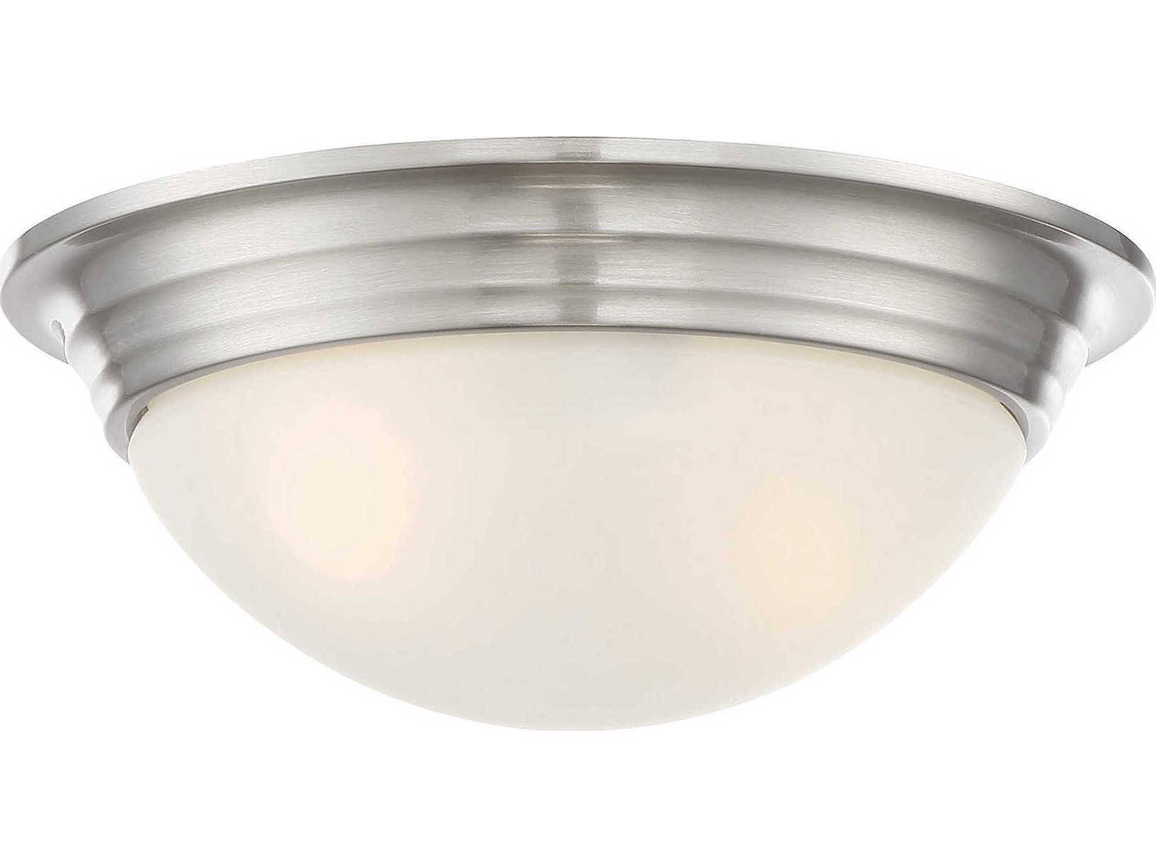 Savoy House 2-Light Satin Nickel Glass Bowl Flush Mount