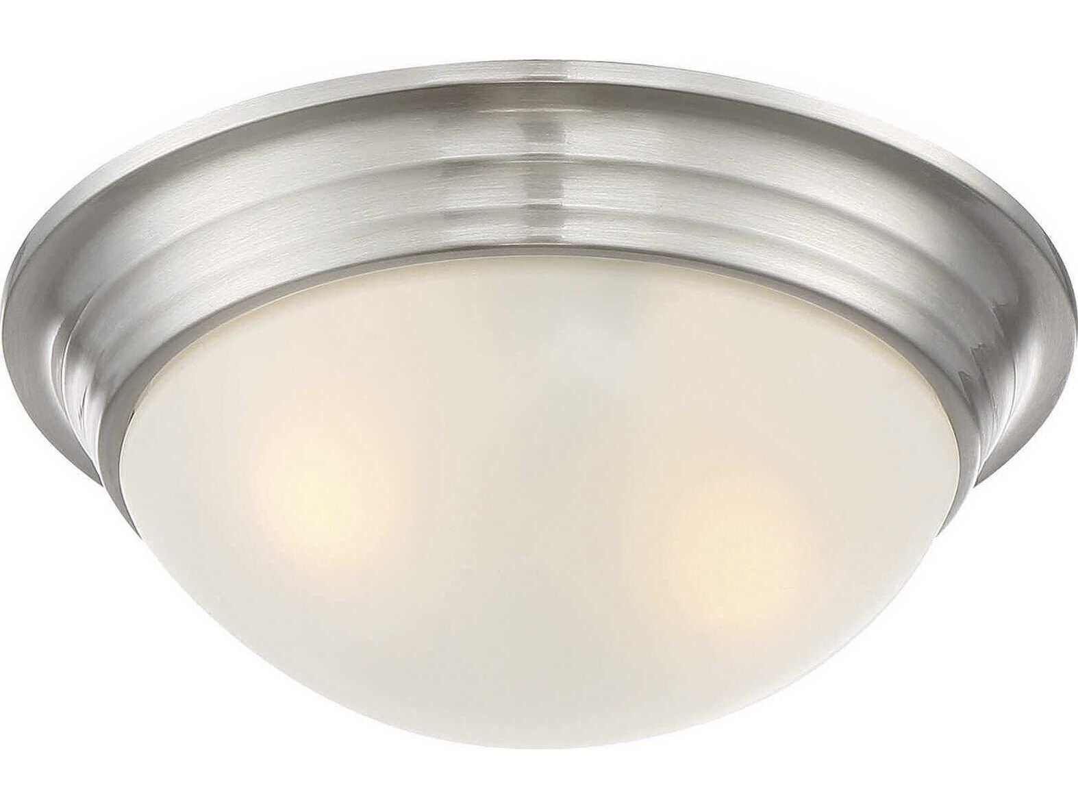 Savoy House 2-Light Satin Nickel Glass Bowl Flush Mount