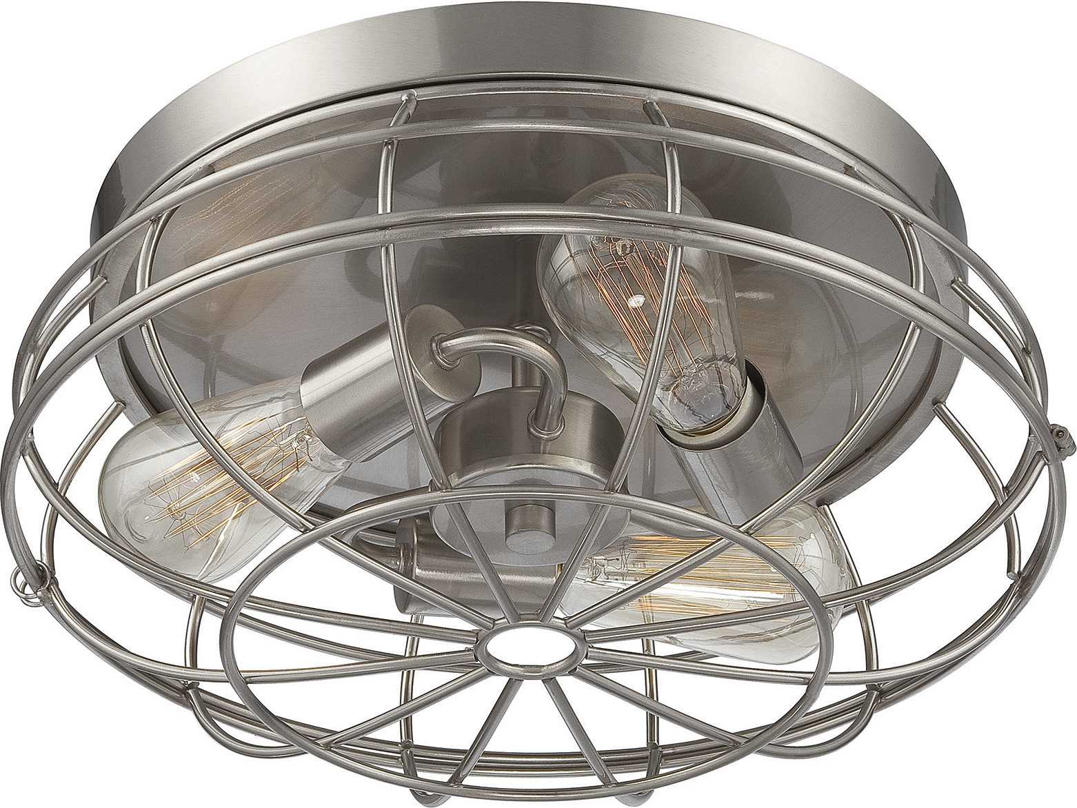 Savoy House Scout 3-Light Satin Nickel Pewter Cylinder Tiered Flush Mount