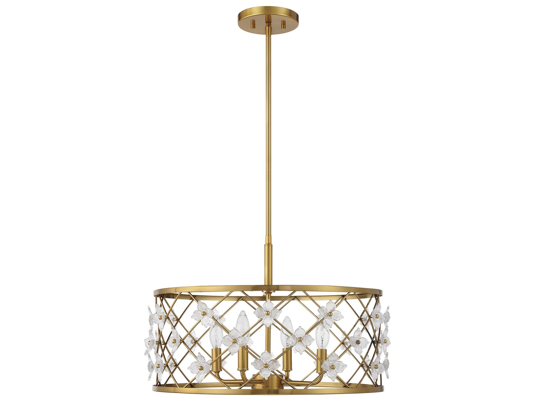 Savoy House Bailey 4-Light Warm Brass Drum Pendant