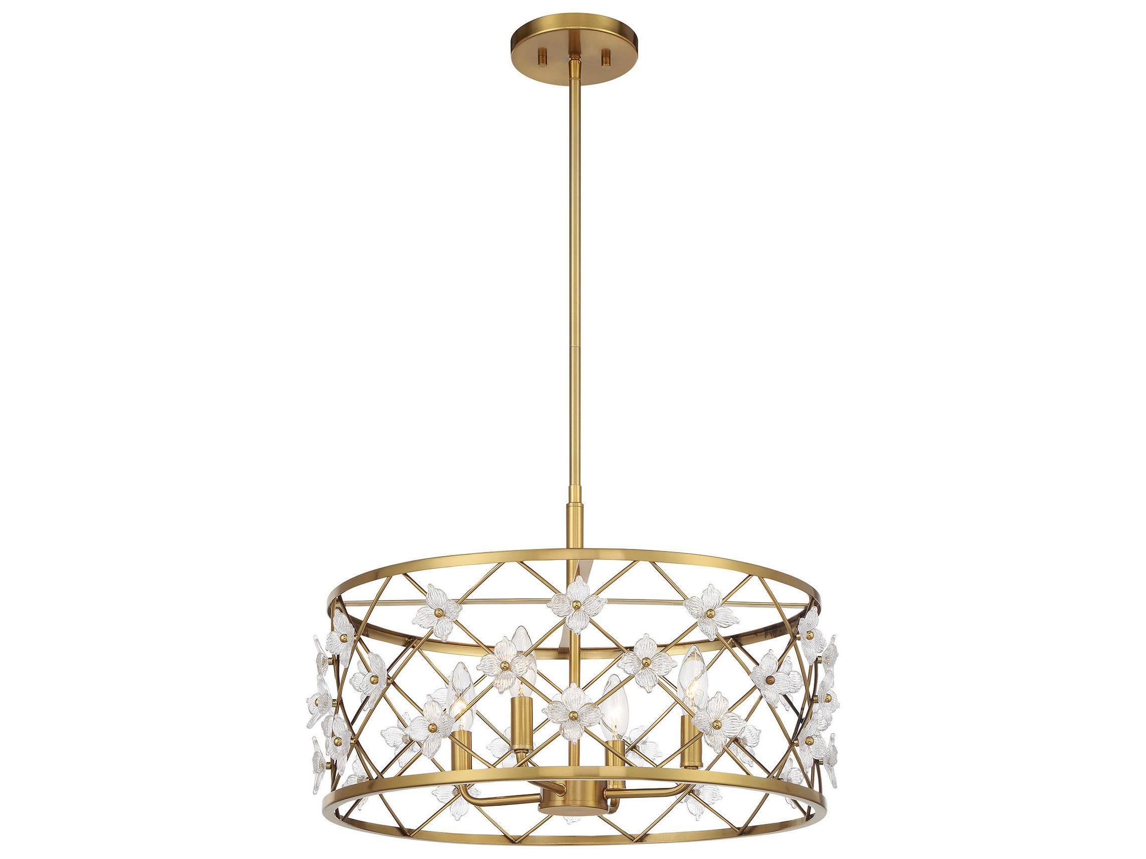 Savoy House Bailey 4-Light Warm Brass Drum Pendant