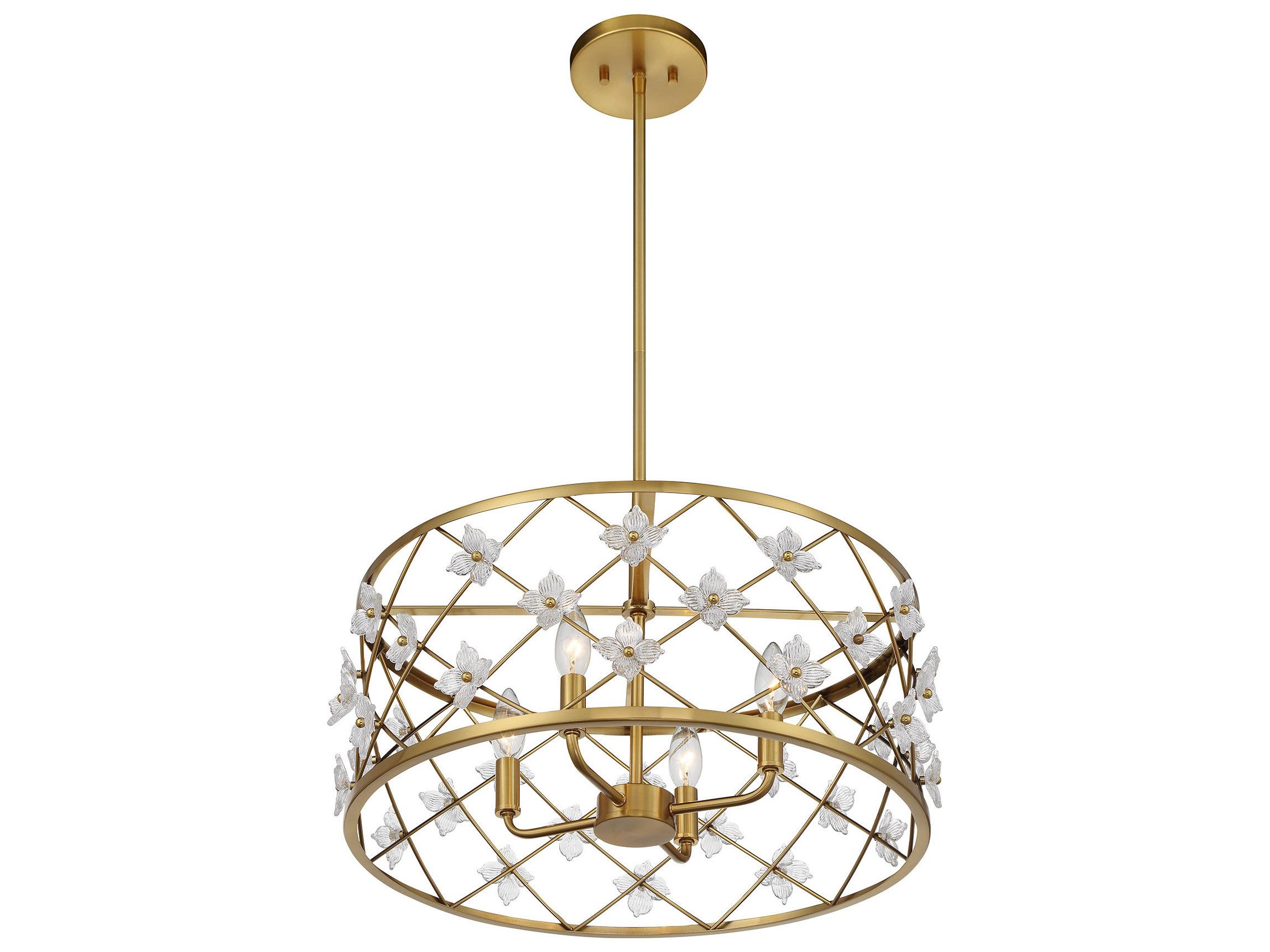 Savoy House Bailey 4-Light Warm Brass Drum Pendant