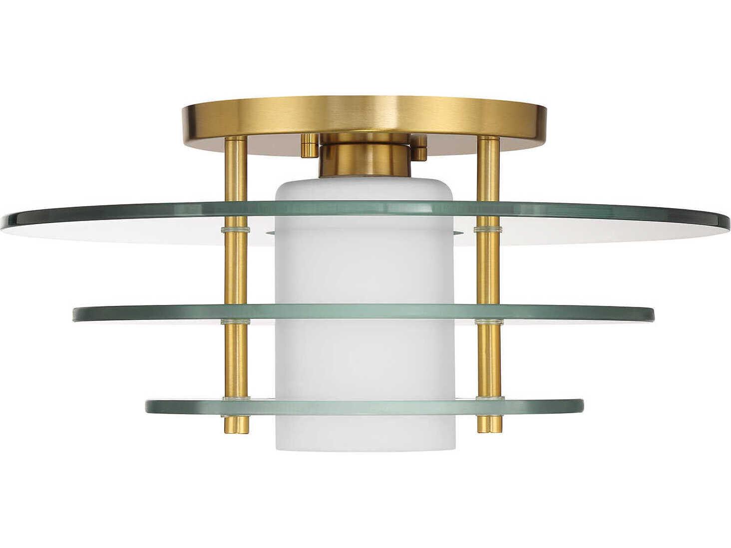 Savoy House Newell 1-Light Warm Brass Geometric Semi Flush Mount