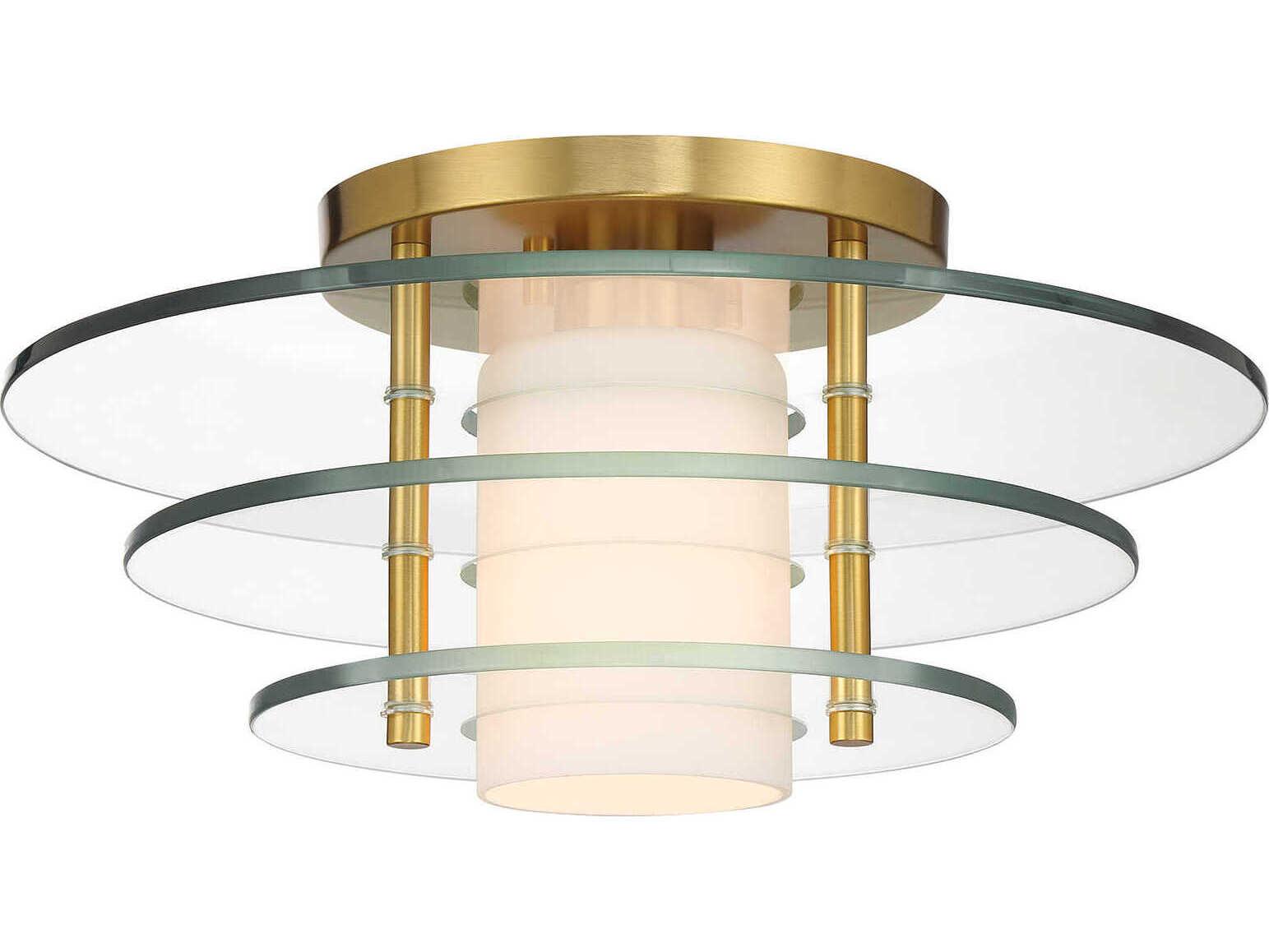 Savoy House Newell 1-Light Warm Brass Geometric Semi Flush Mount