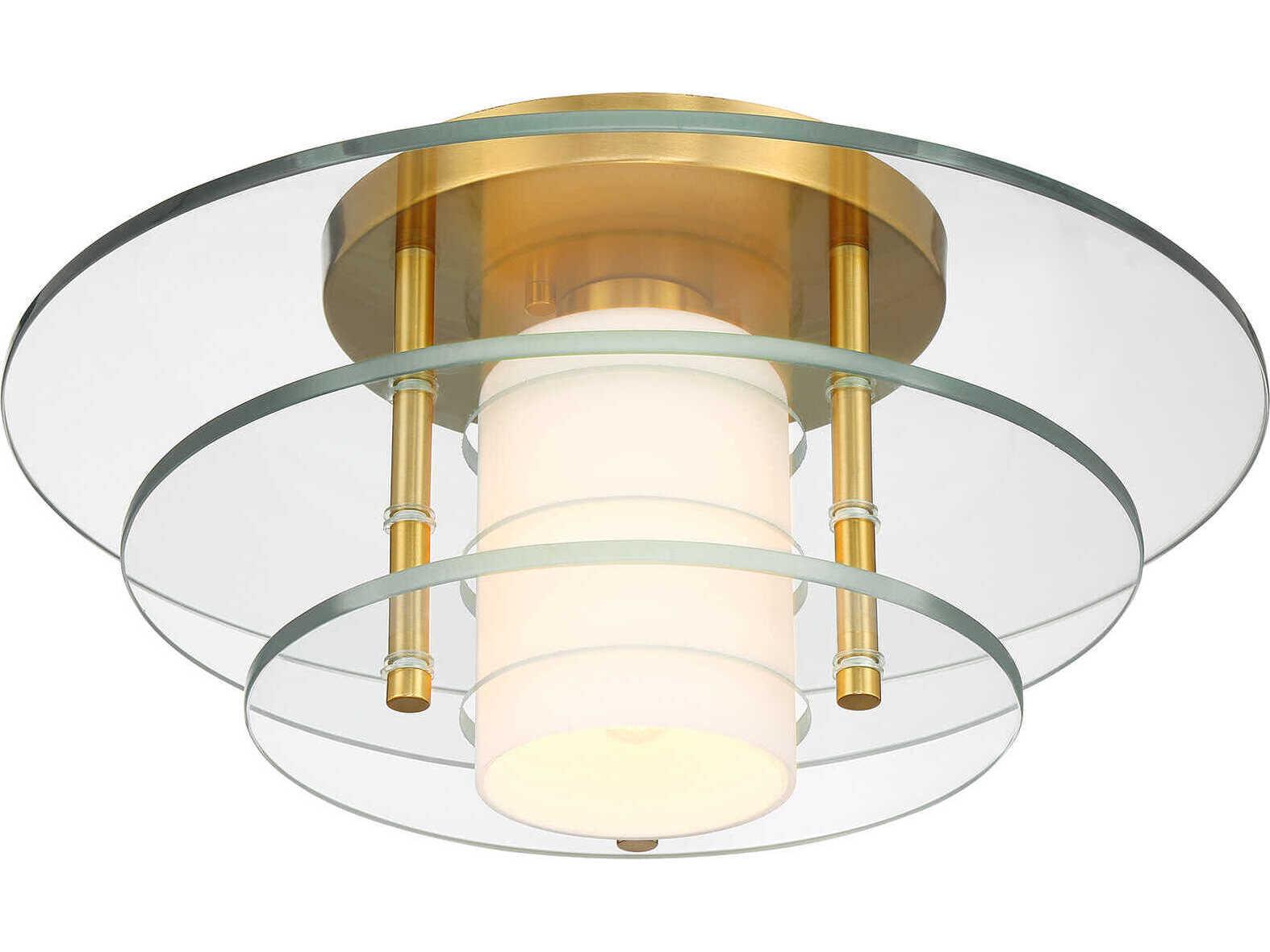 Savoy House Newell 1-Light Warm Brass Geometric Semi Flush Mount