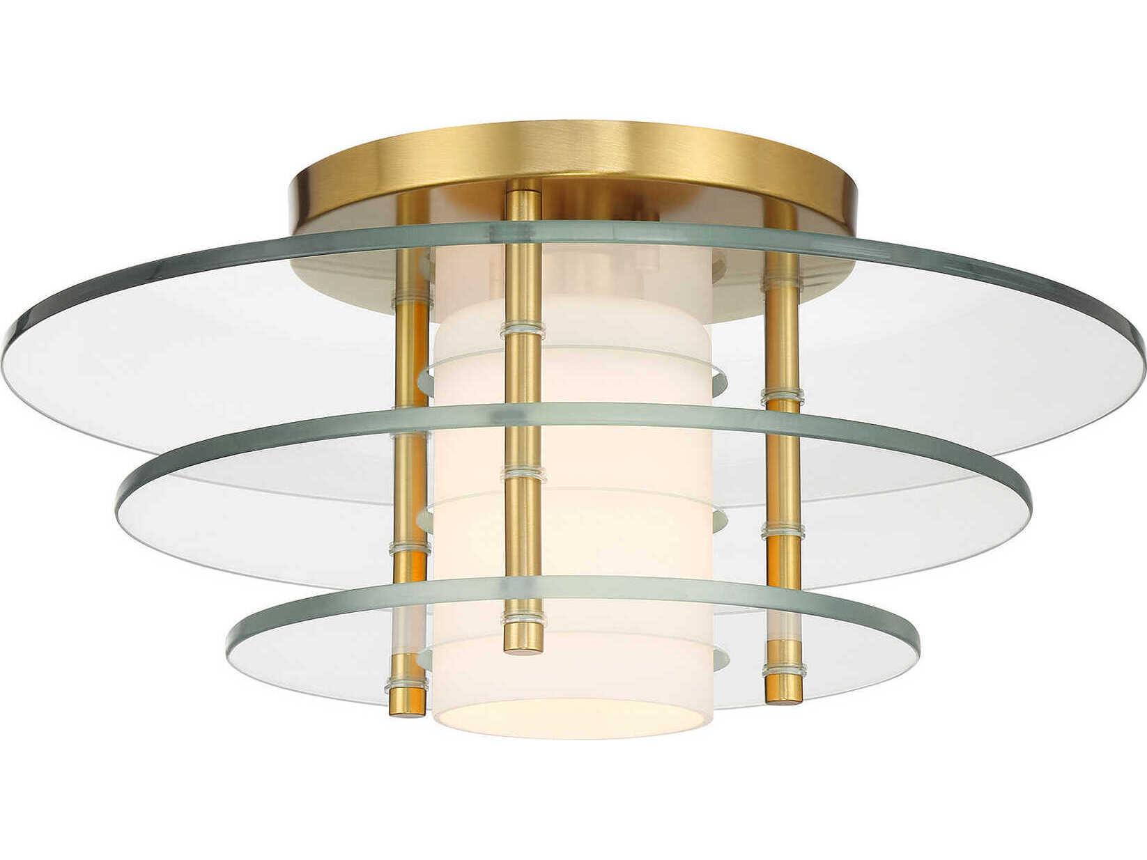 Savoy House Newell 1-Light Warm Brass Geometric Semi Flush Mount